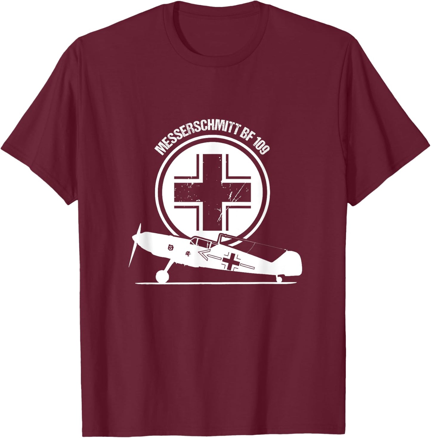 Vintage Luftwaffe Messerschmitt BF Pilot Gift Warbird ME 109 T-Shirt - T-Shirt | Maroon