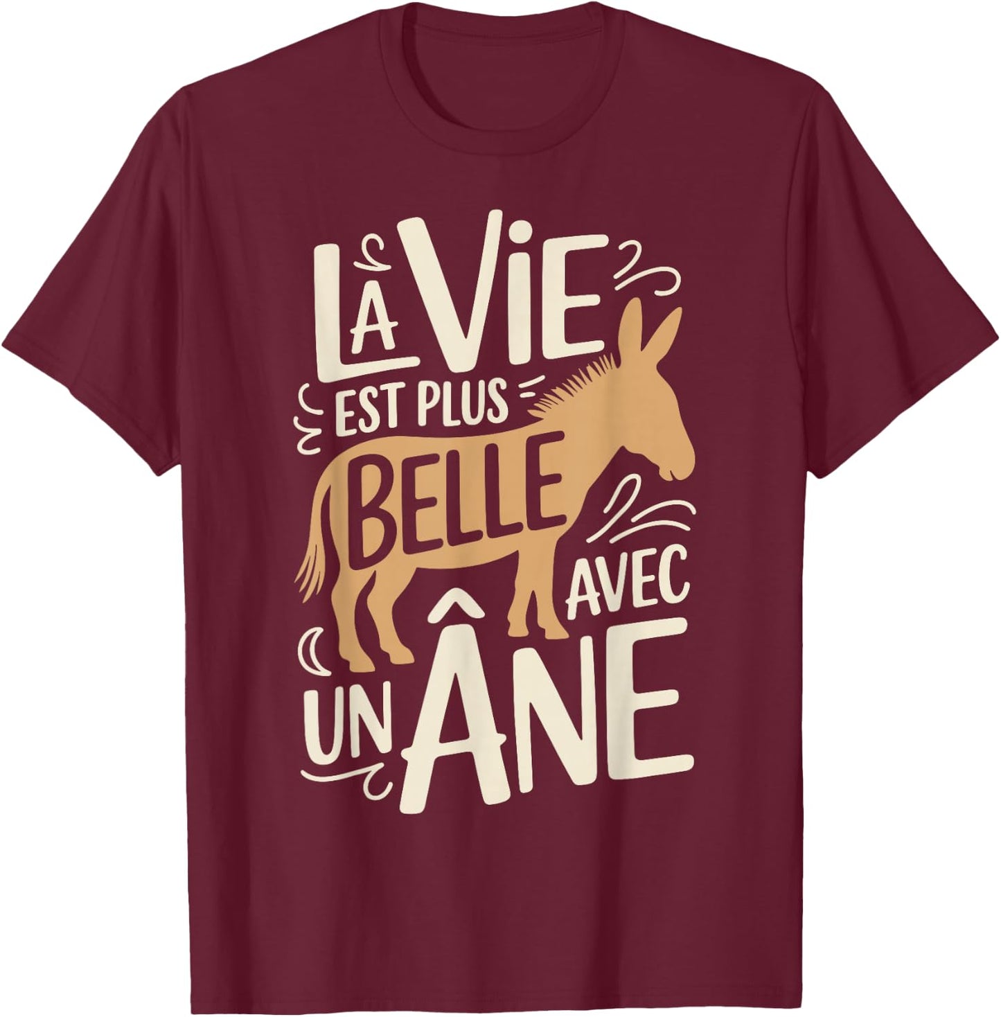Cute Donkey Boy Girl Woman Vie Belle with Donkeys T-Shirt - T-Shirt | Maroon