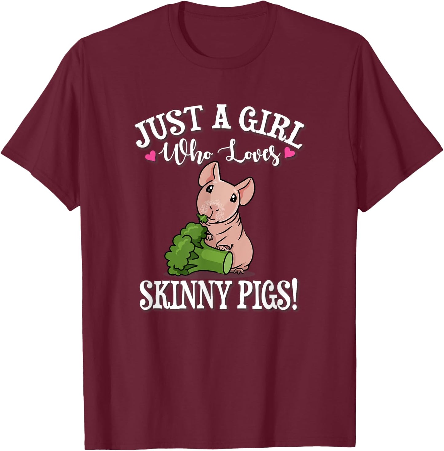Kids Funny Girl Who Loves Hairless Guinea Pig Mom Lover T-Shirt - T-Shirt | Maroon