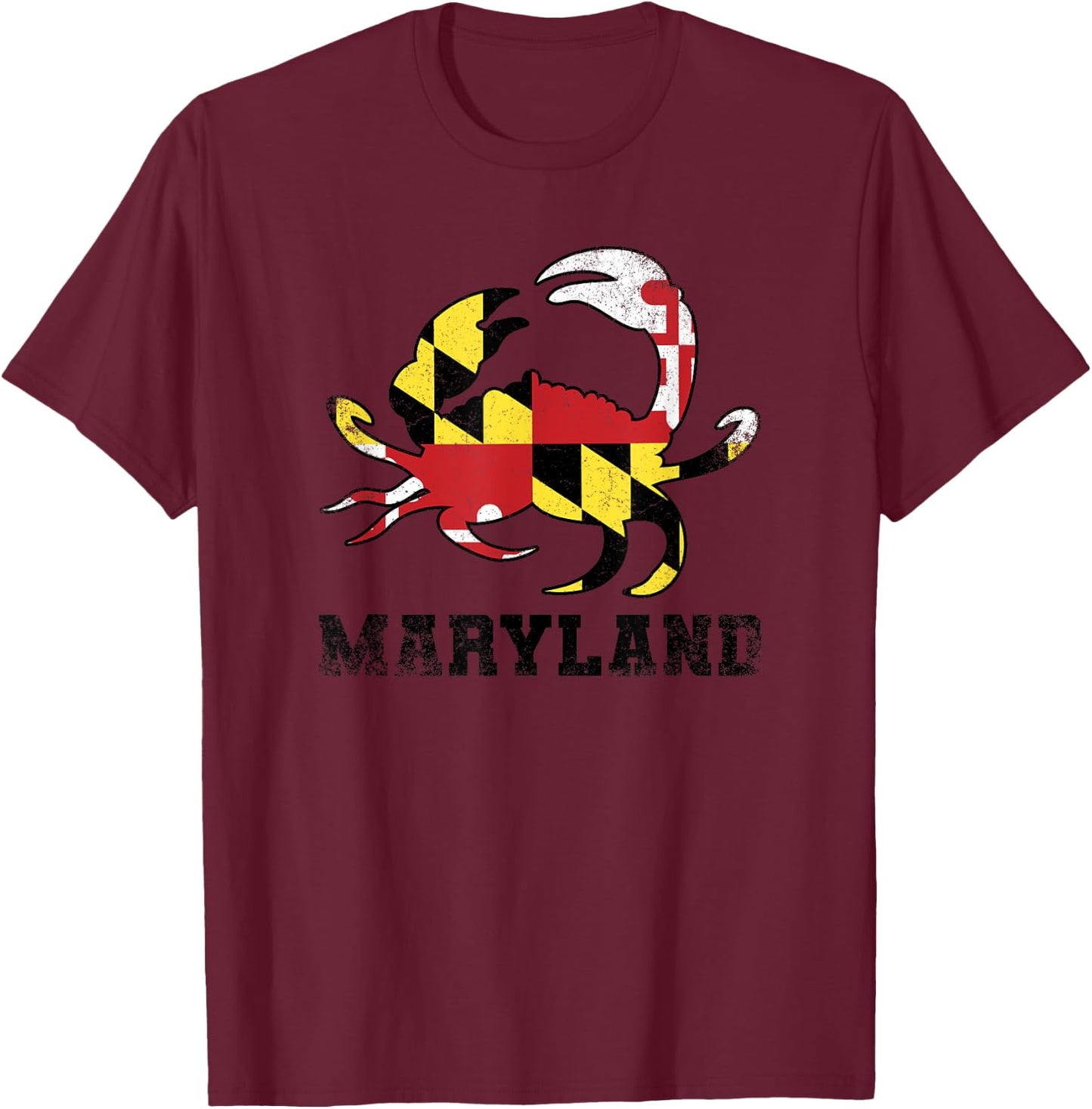 Maryland State Flag Crab USA Patriotic American Pride Kids Men T-Shirt - T-Shirt | Maroon