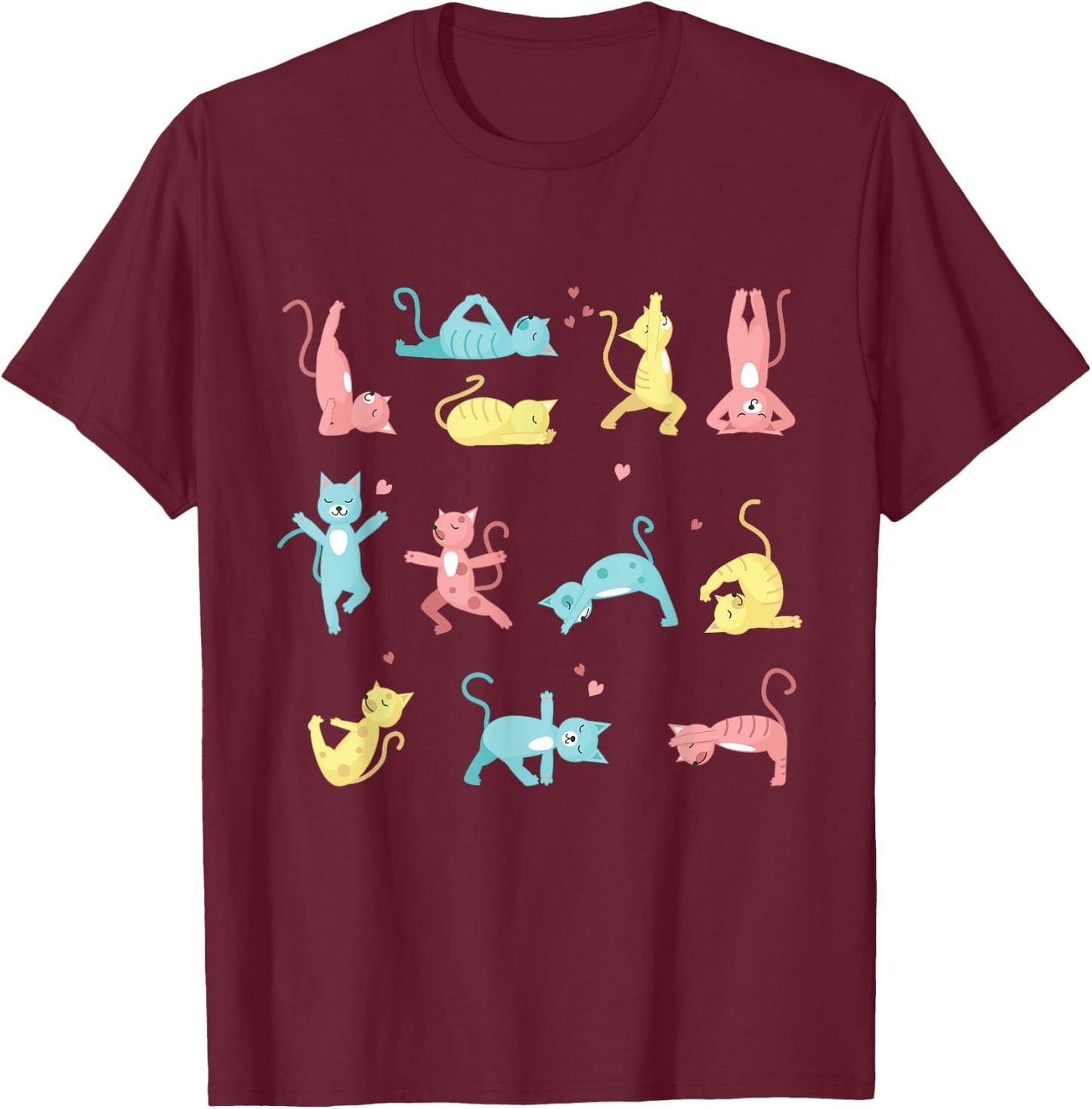 Funny Cat Training Yoga Posture Kitty Mood T-Shirt - T-Shirt | Maroon