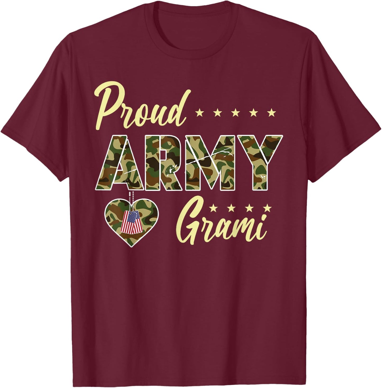 Proud Army Grami Camouflage Soldier Family Love Military T-Shirt - T-Shirt | Maroon