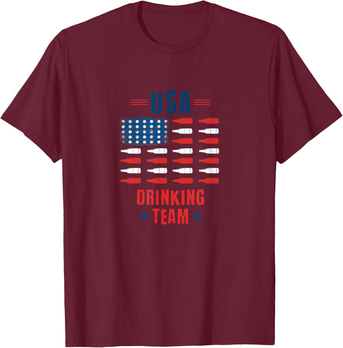 USA Drinking Team Alcohol Bottle Spirits Liquor Drunk Gift T-Shirt - T-Shirt | Maroon