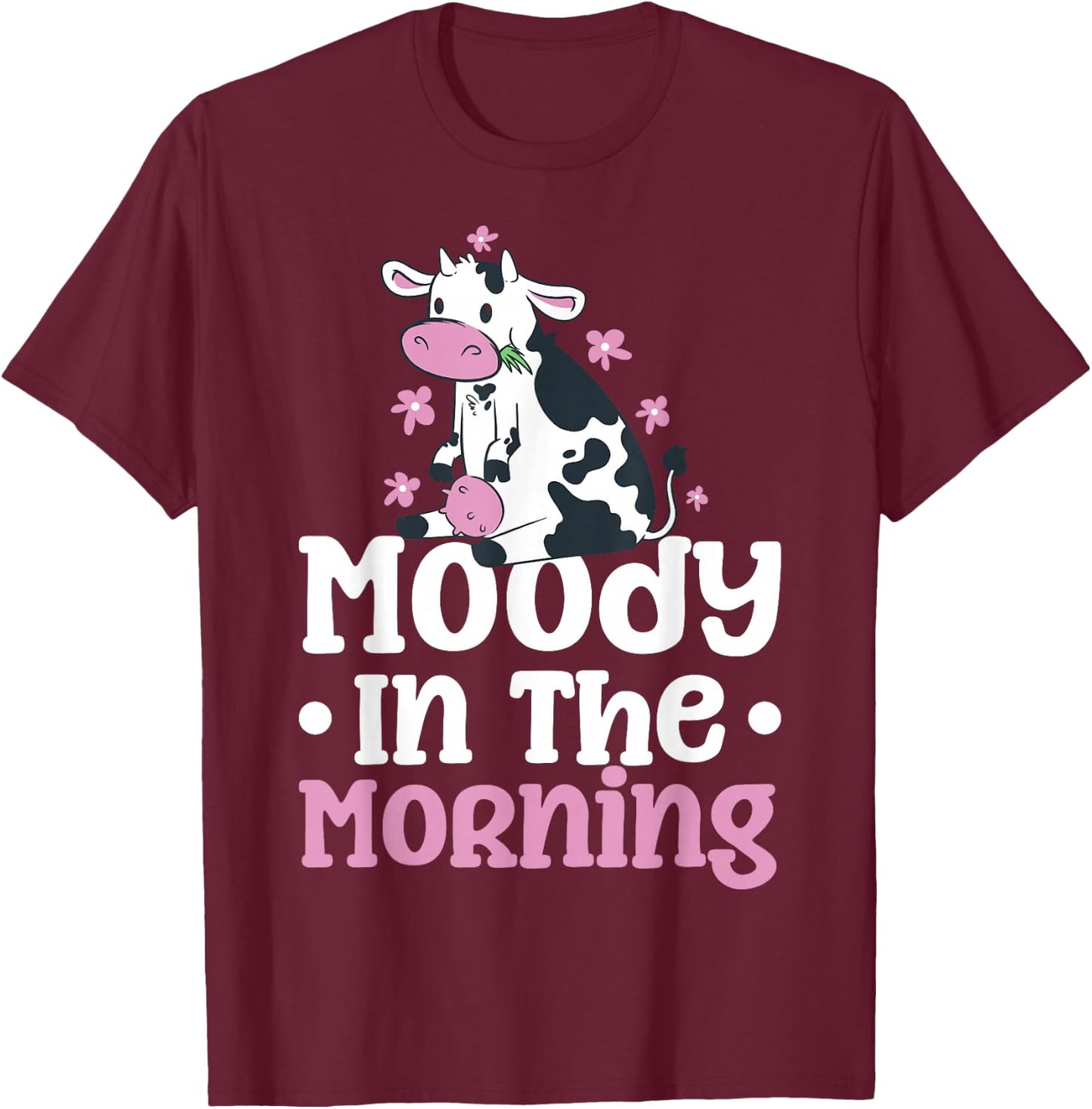Moody In The Morning Cow T-Shirt - T-Shirt | Maroon