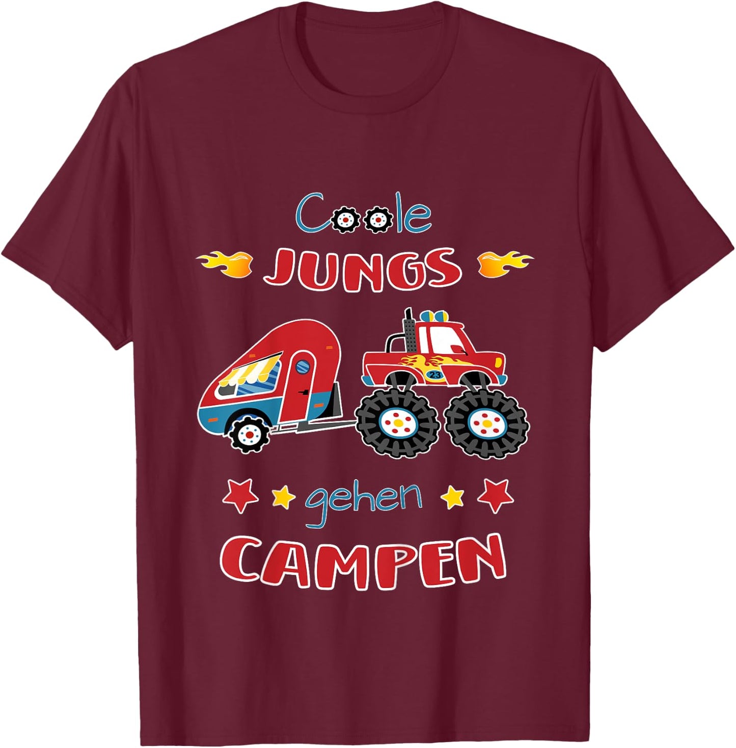 Camping Monster Truck - Coole Jungs gehen campen Jungen T-Shirt - T-Shirt | Maroon
