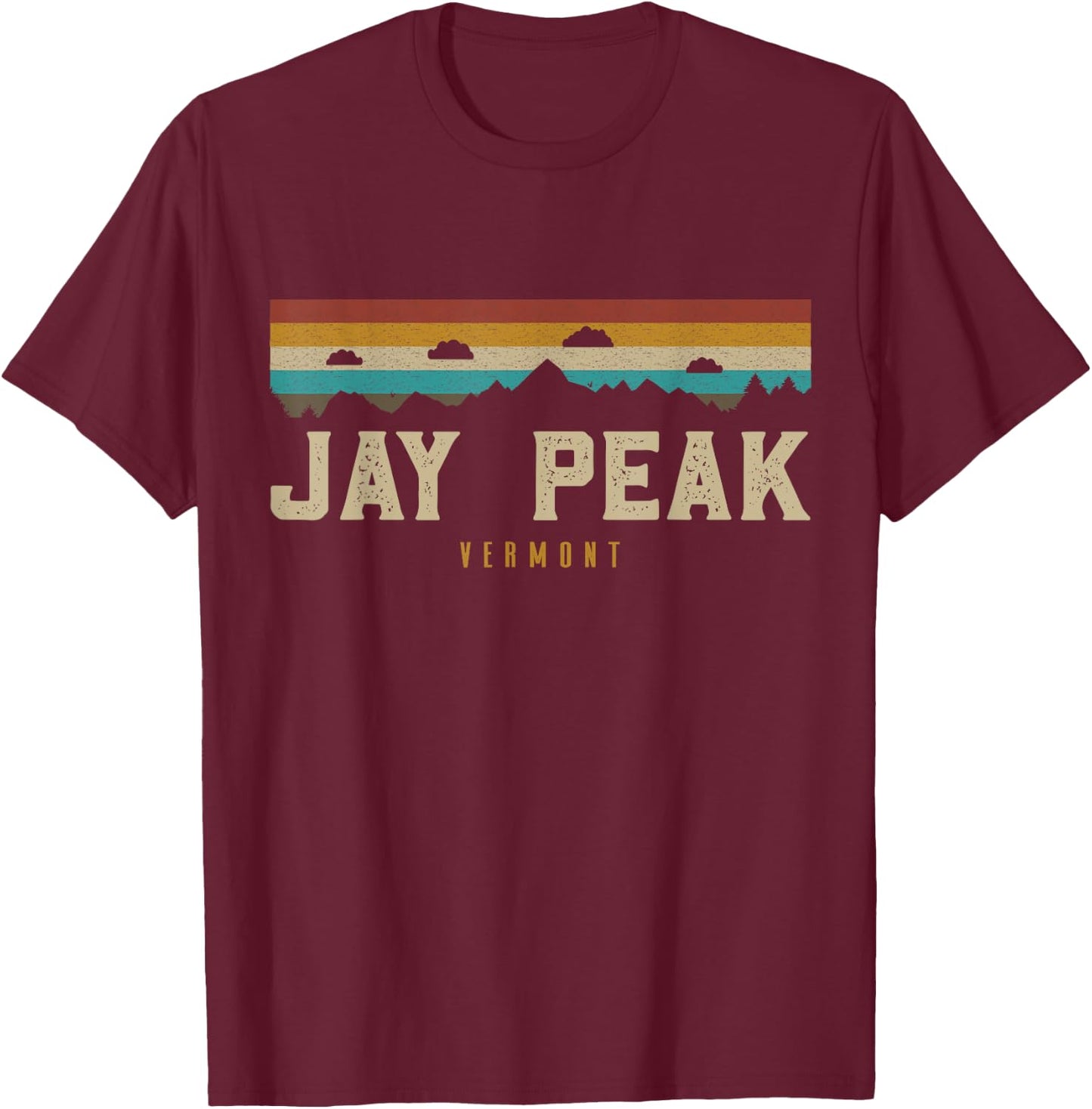 Jay Peak Vintage Mountains Hiking Camping Vermont Retro T-Shirt - T-Shirt | Maroon
