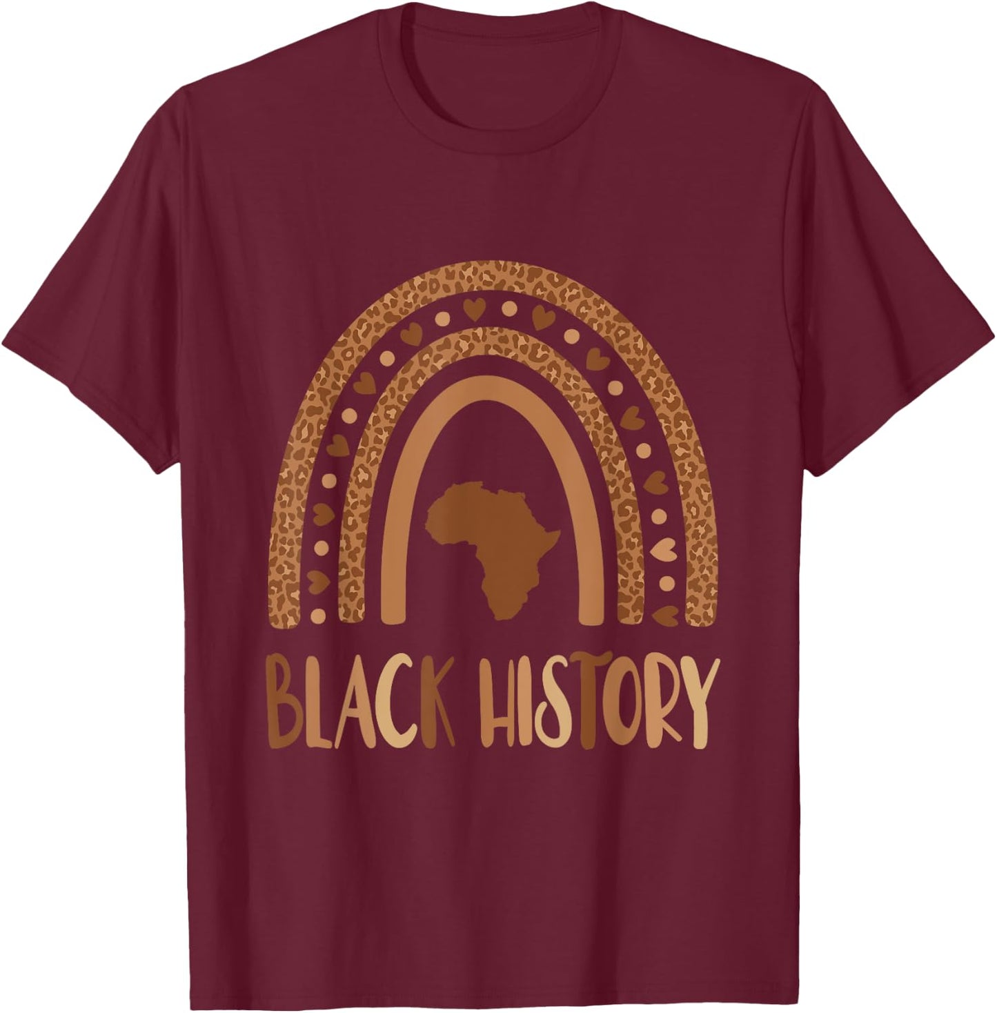 Black History Month Melanated Melanin Rainbow Leopard Print T-Shirt - T-Shirt | Maroon