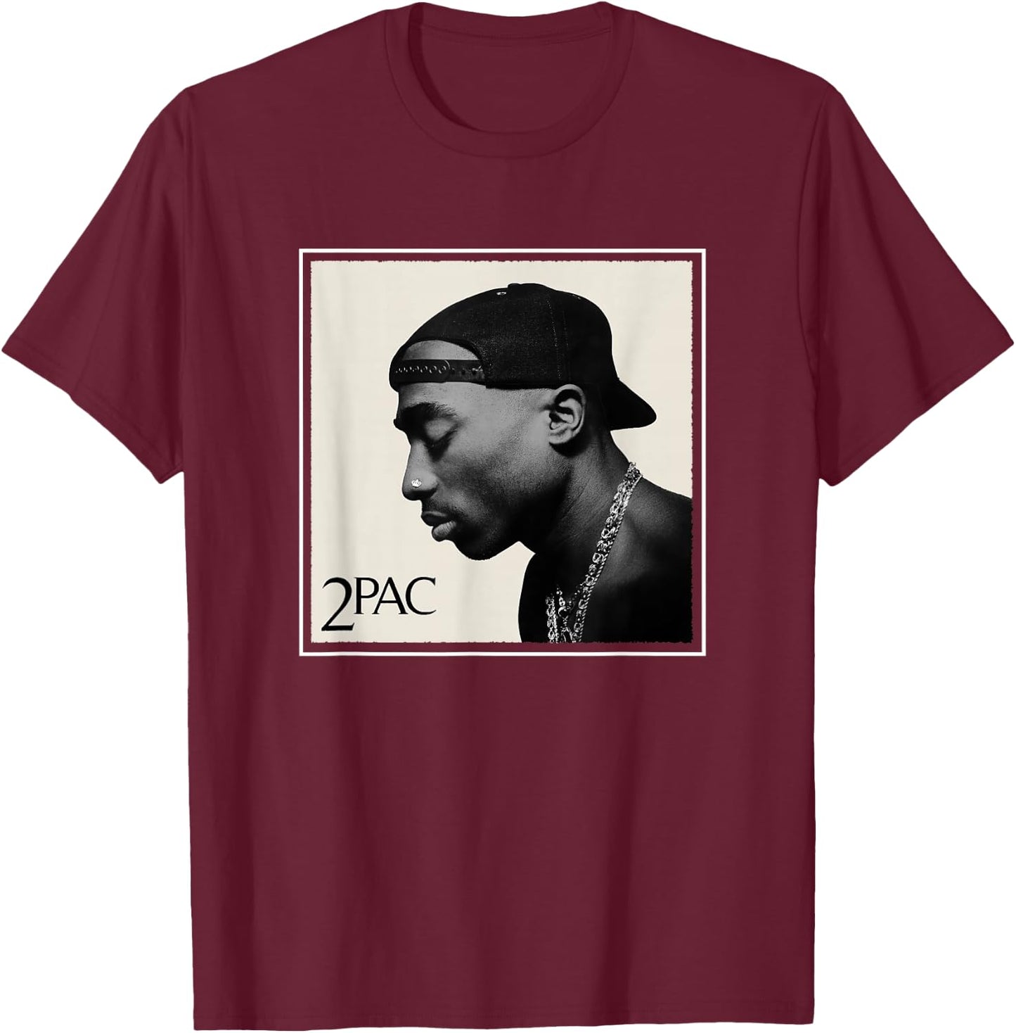 Official Tupac Shakur Photo , gray T-Shirt - T-Shirt | Maroon