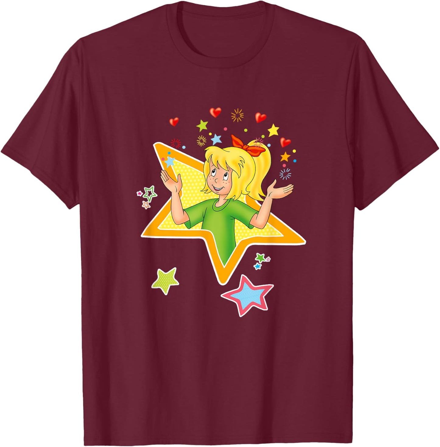 Bibi Blocksberg - Star with Heart , blue T-Shirt - T-Shirt | Maroon