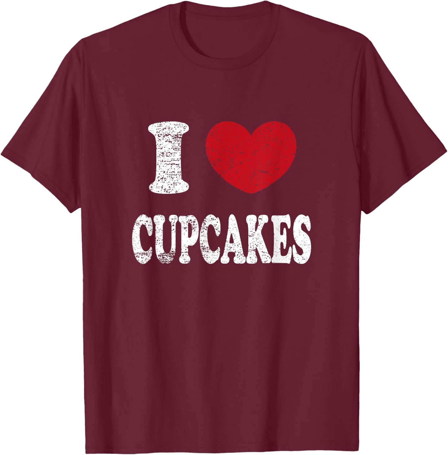 Vintage I Love Cupcakes T-Shirt - T-Shirt | Maroon