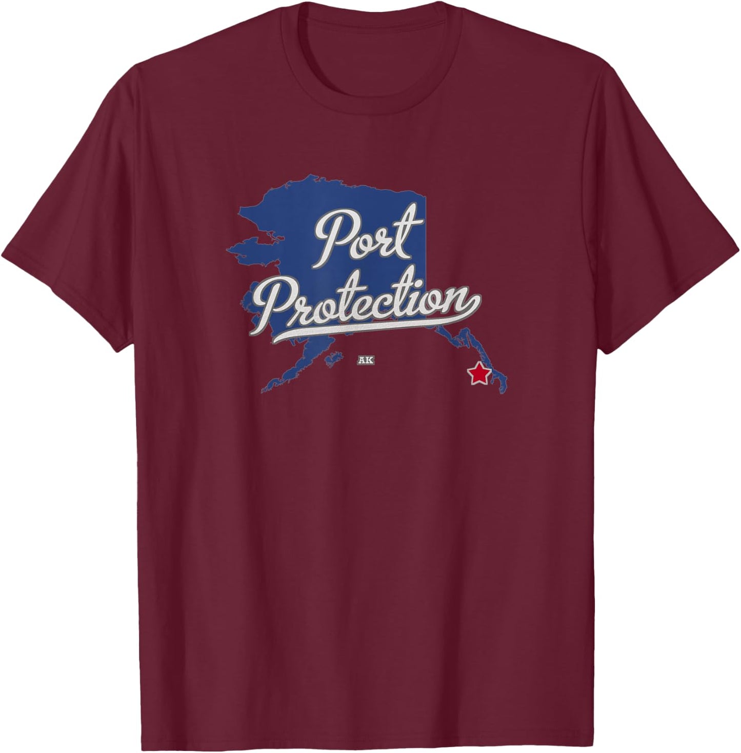 Port Protection Alaska AK Map T-Shirt - T-Shirt | Maroon