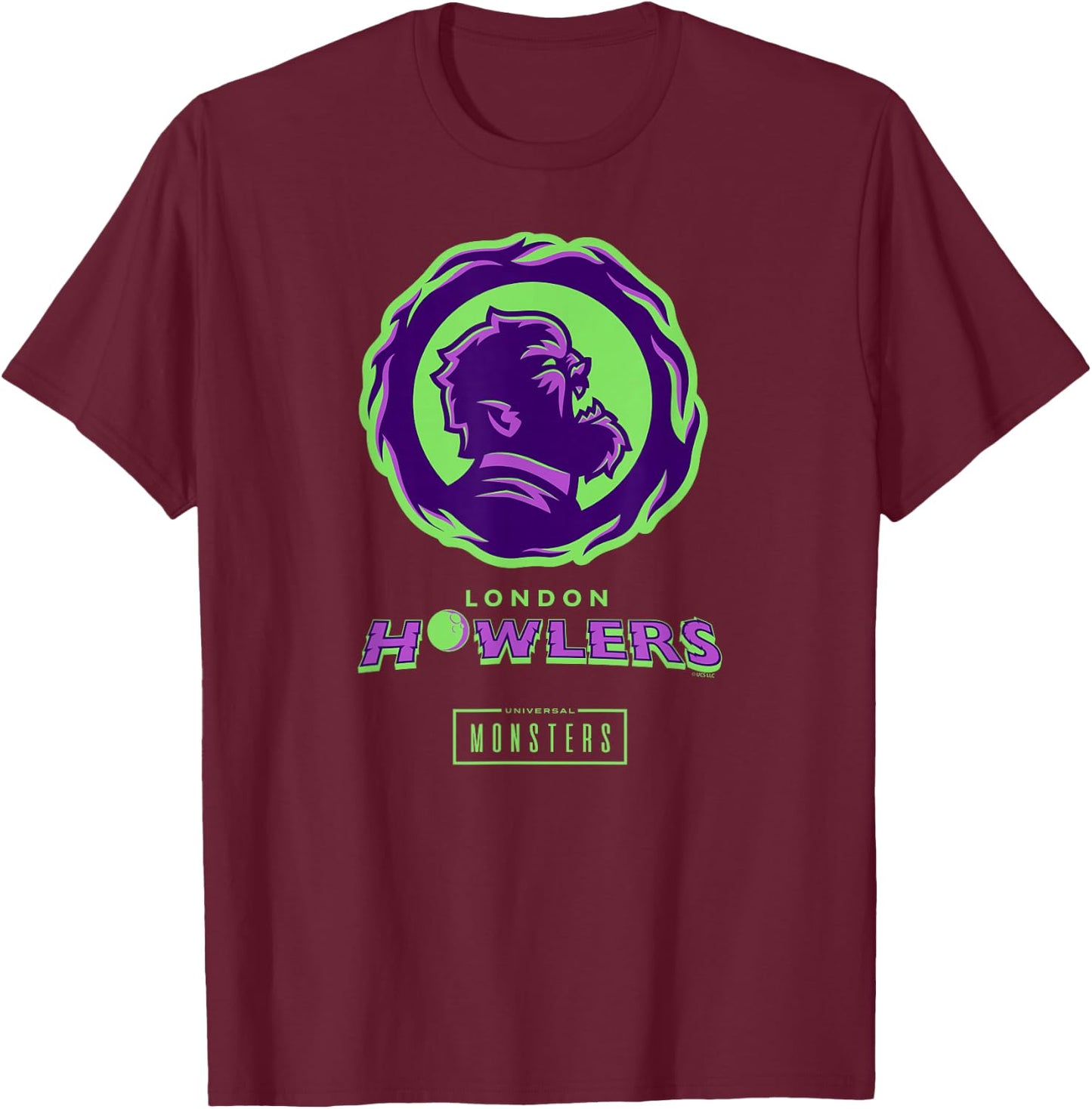 Universal Monsters Wolfman London Howlers T-Shirt - T-Shirt | Maroon