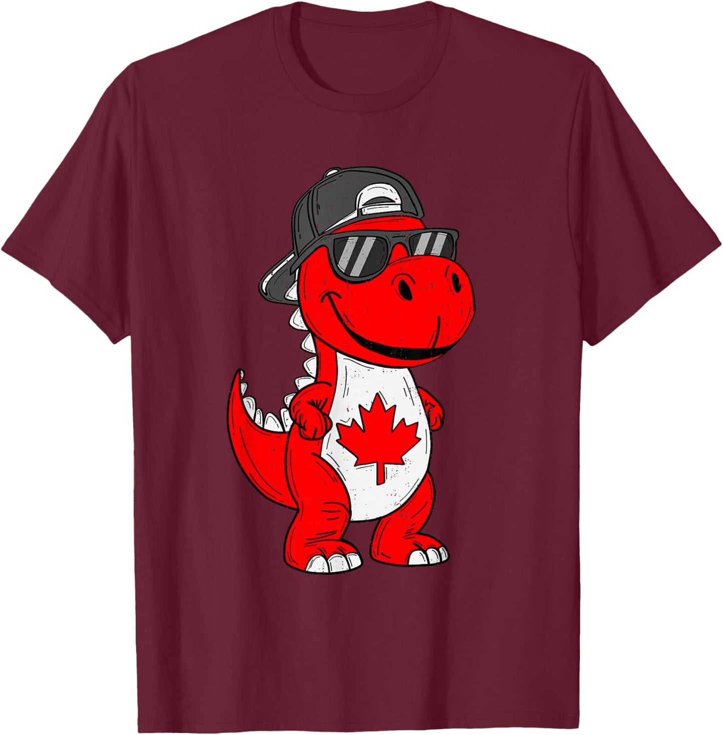 Canadian Dinosaur Trex Maple Leaf Canada Boy Kids Toddler T-Shirt - T-Shirt | Maroon