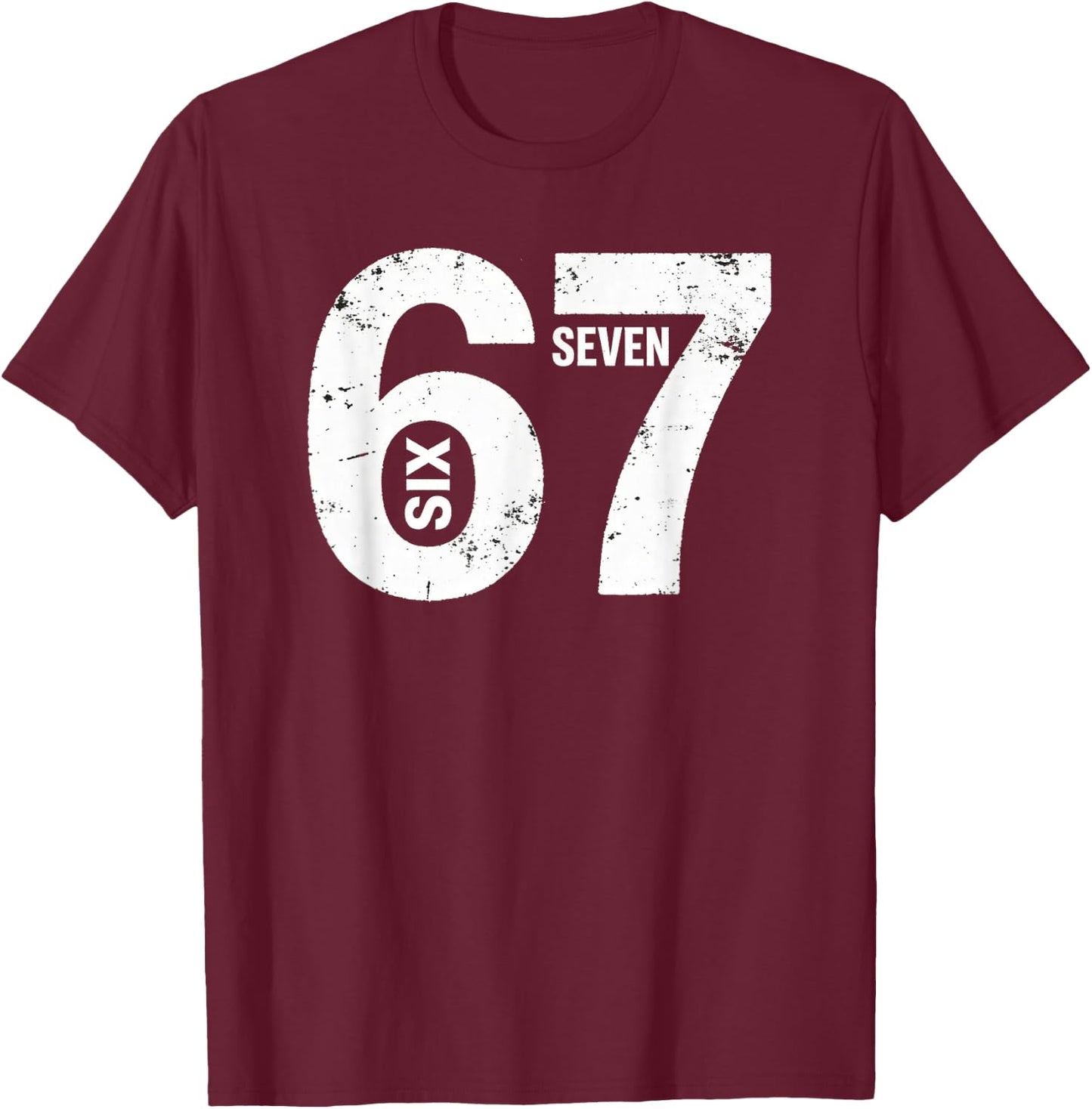 Kids Meme 6 7 Six Seven Vintage Trendmeme T-Shirt - T-Shirt | Maroon