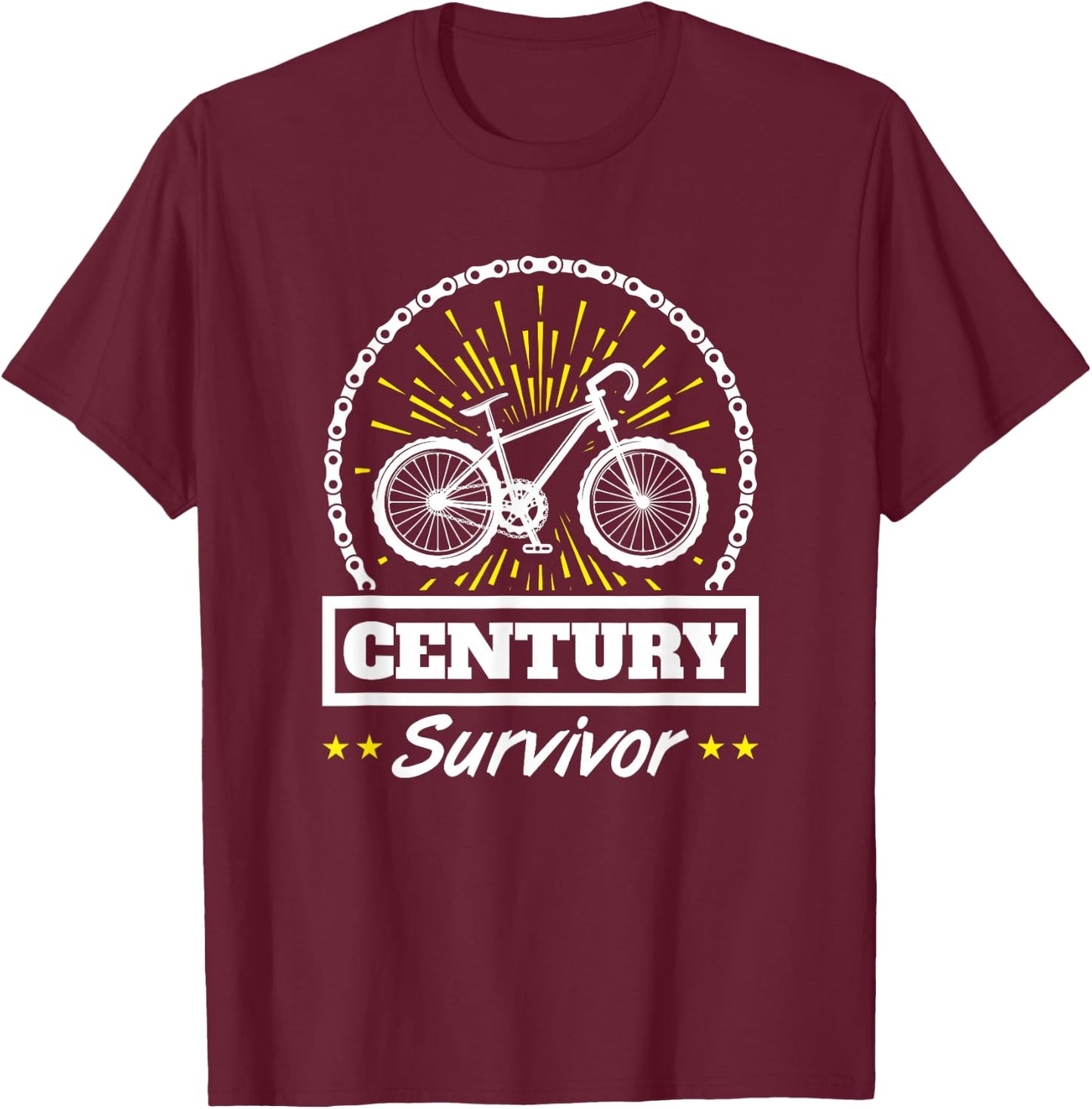 Century Survivor Cycling Century Ride 100 Miles T-Shirt - T-Shirt | Maroon