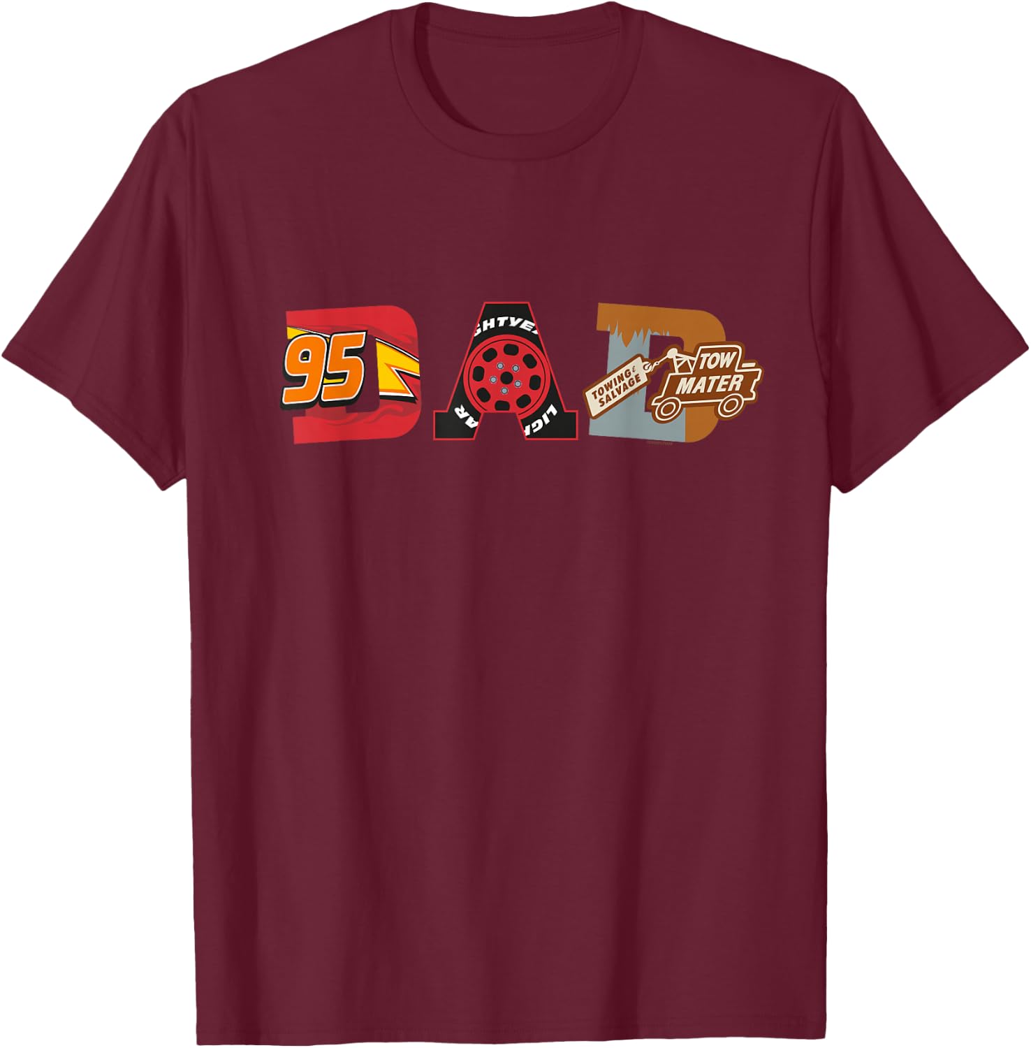 Disney and Pixar's Cars Dad Father's Day Birthday , Black, S T-Shirt - T-Shirt | Maroon