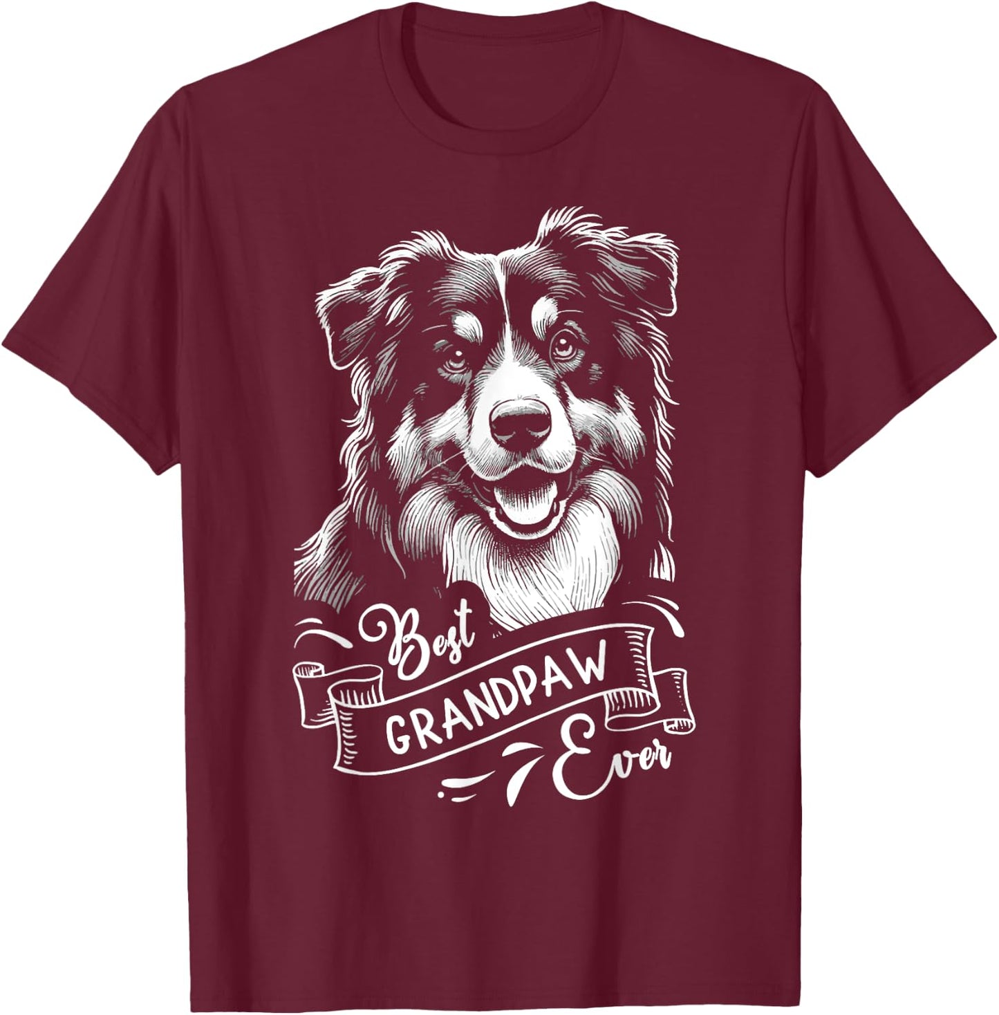 Best Grandpaw Ever Australian Shepherd Dog Grandpa Men Women Kids T-Shirt - T-Shirt | Maroon