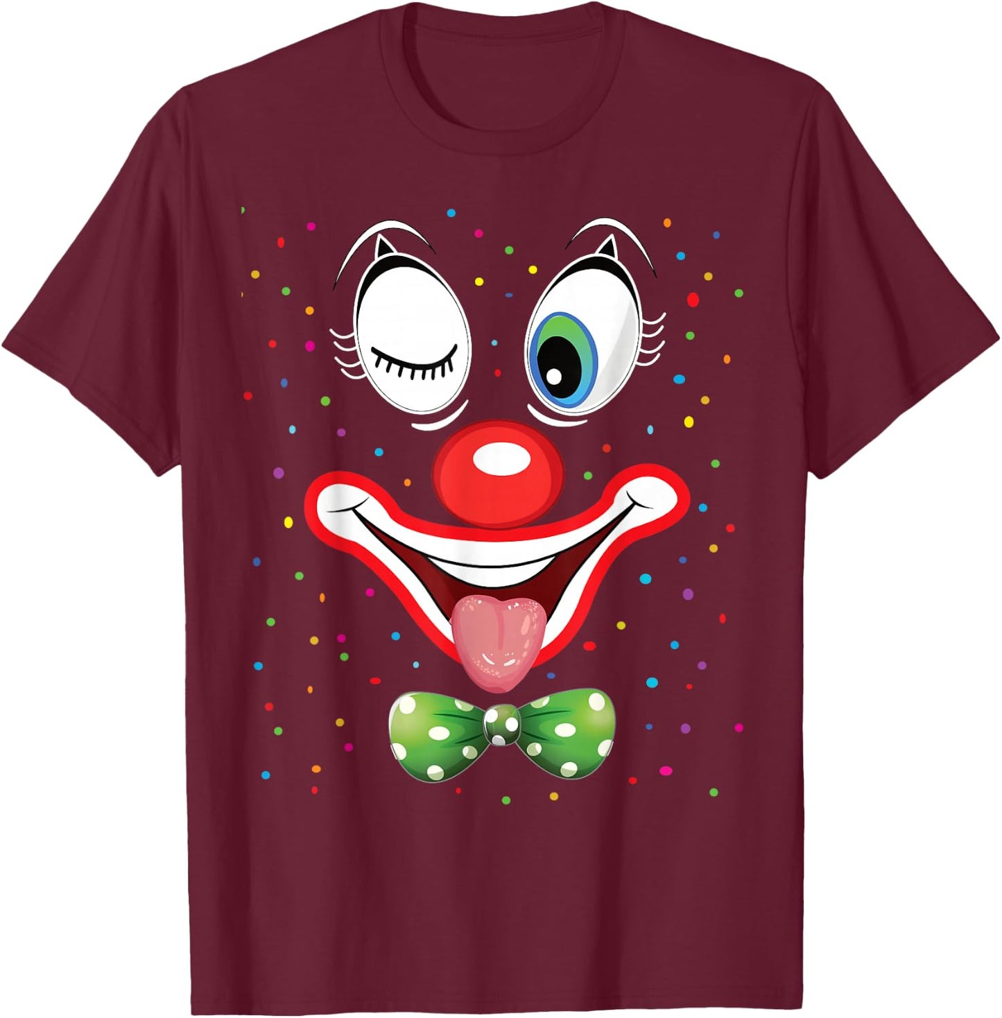 Carnival Costume Fancy Dress Costume Funny Clown Confetti , black T-Shirt - T-Shirt | Maroon