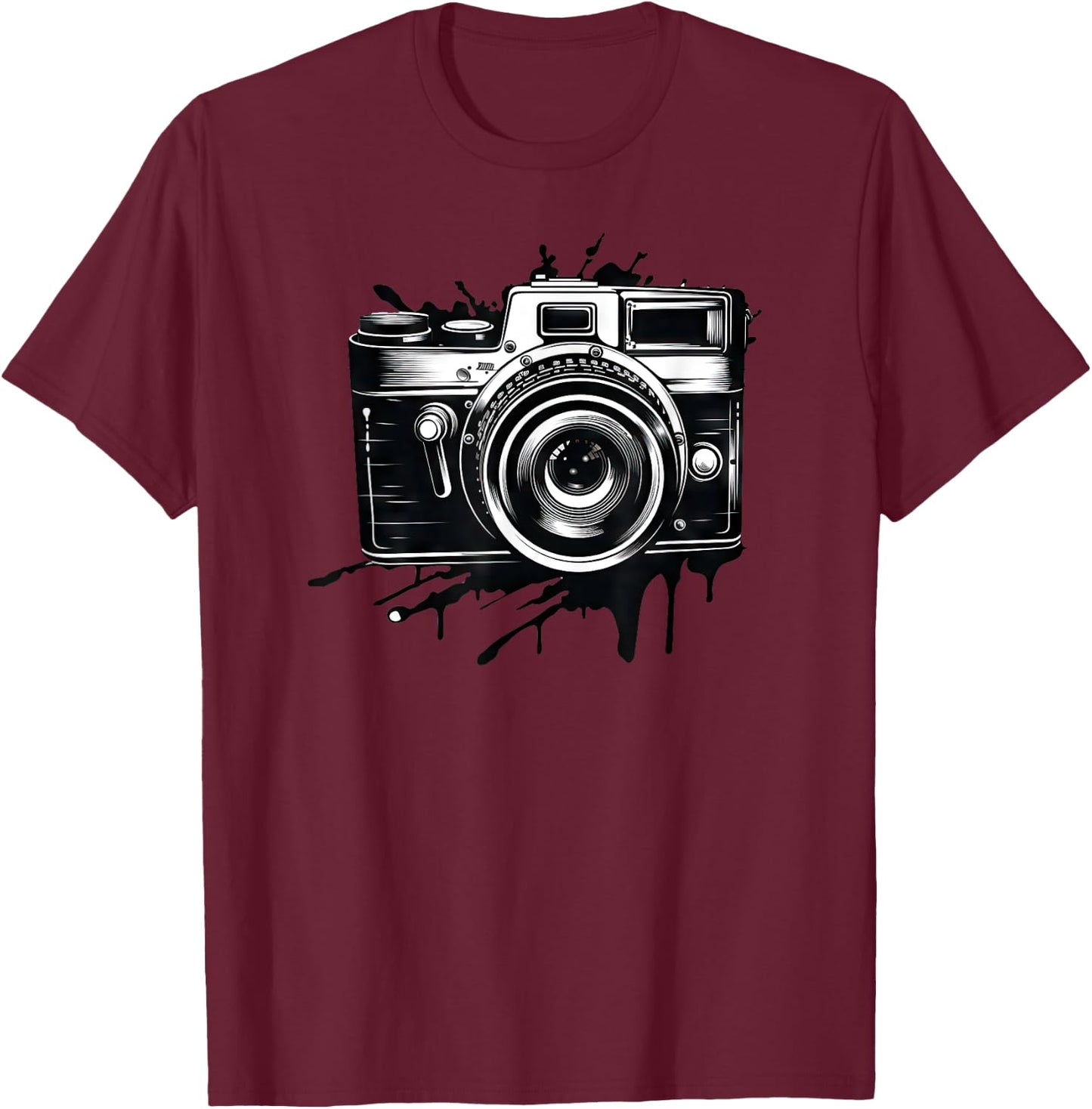 Capture The Moment Vintage Camera Photographer Print T-Shirt - T-Shirt | Maroon