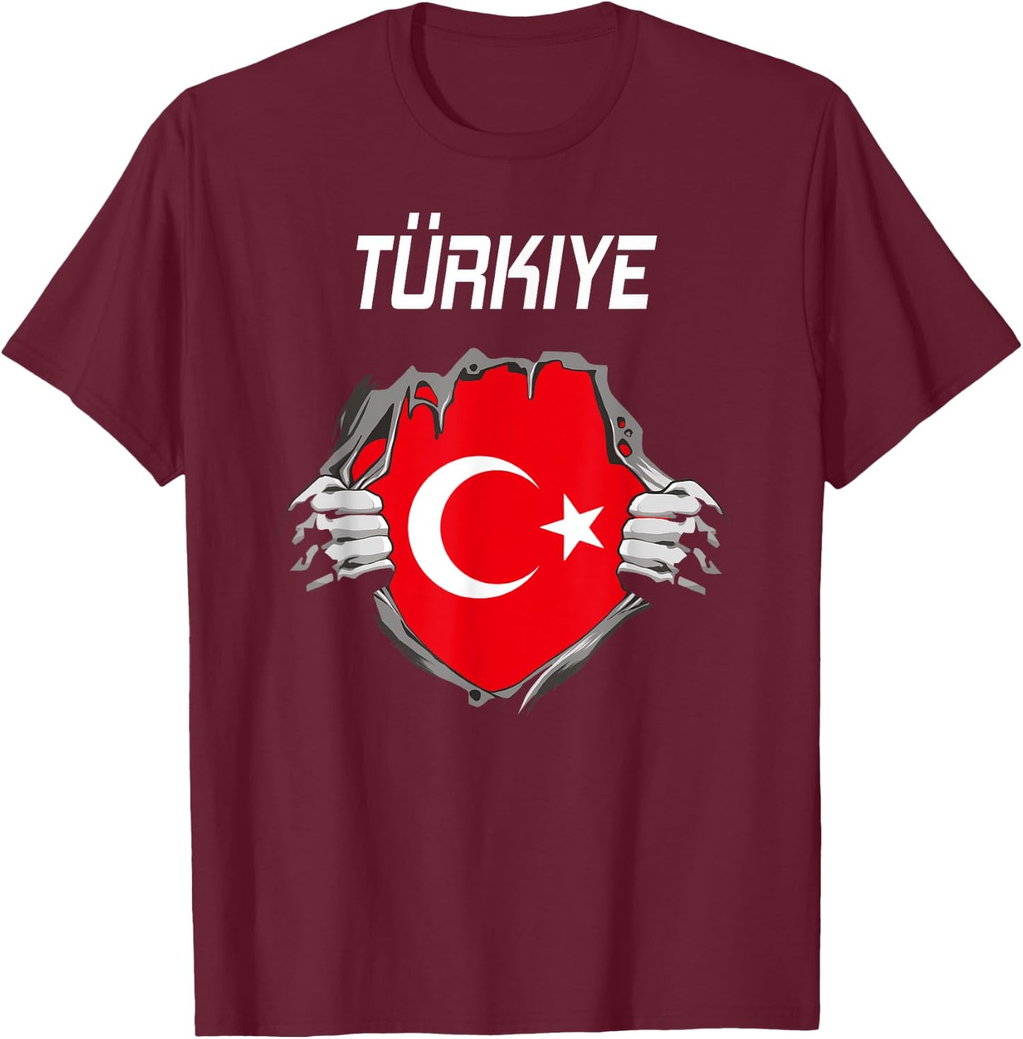 Turkish Flag Fan Turkey , Black, S T-Shirt - T-Shirt | Maroon