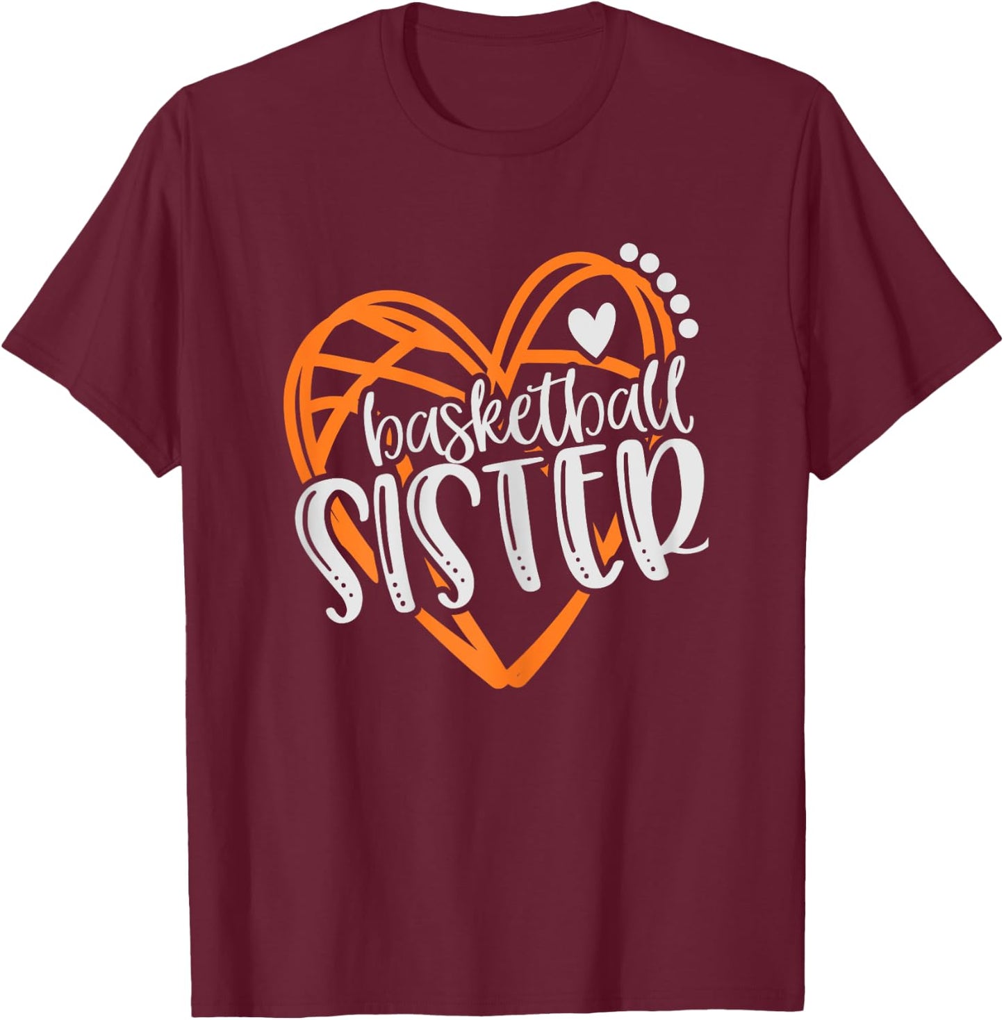 Girls Basketball Sister Heart Distressed T-Shirt - T-Shirt | Maroon