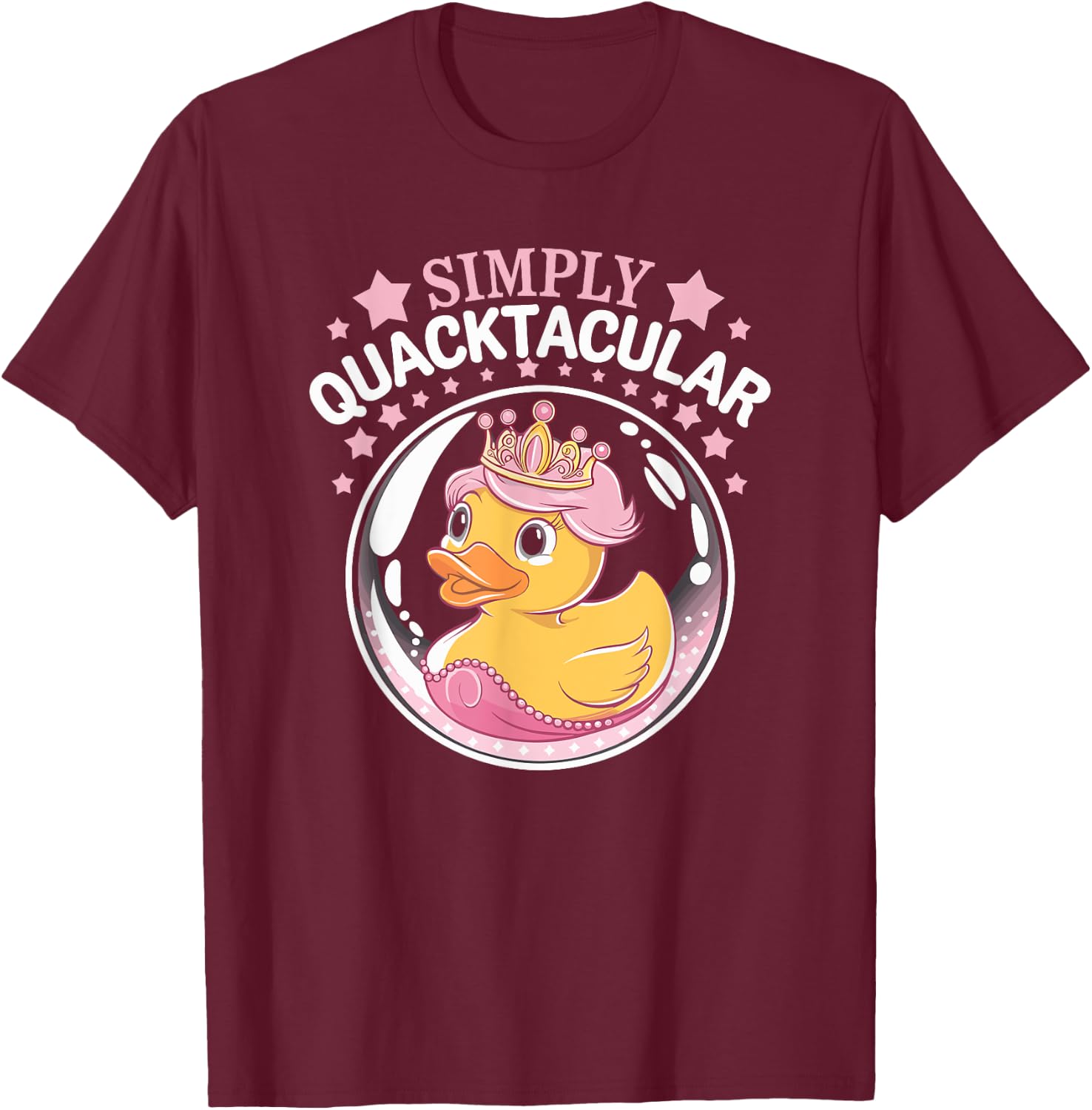 Rubber Duck Princess, Simply Quacktacular, Girls Duck Lover T-Shirt - T-Shirt | Maroon