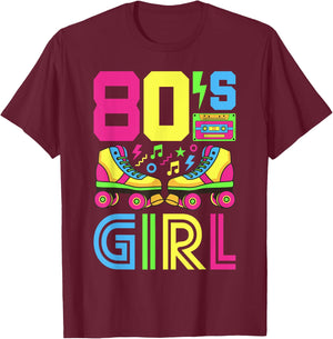 80s Girl 80s Outfit 80s Costume 80s Party 80s , black T-Shirt - T-Shirt | Maroon