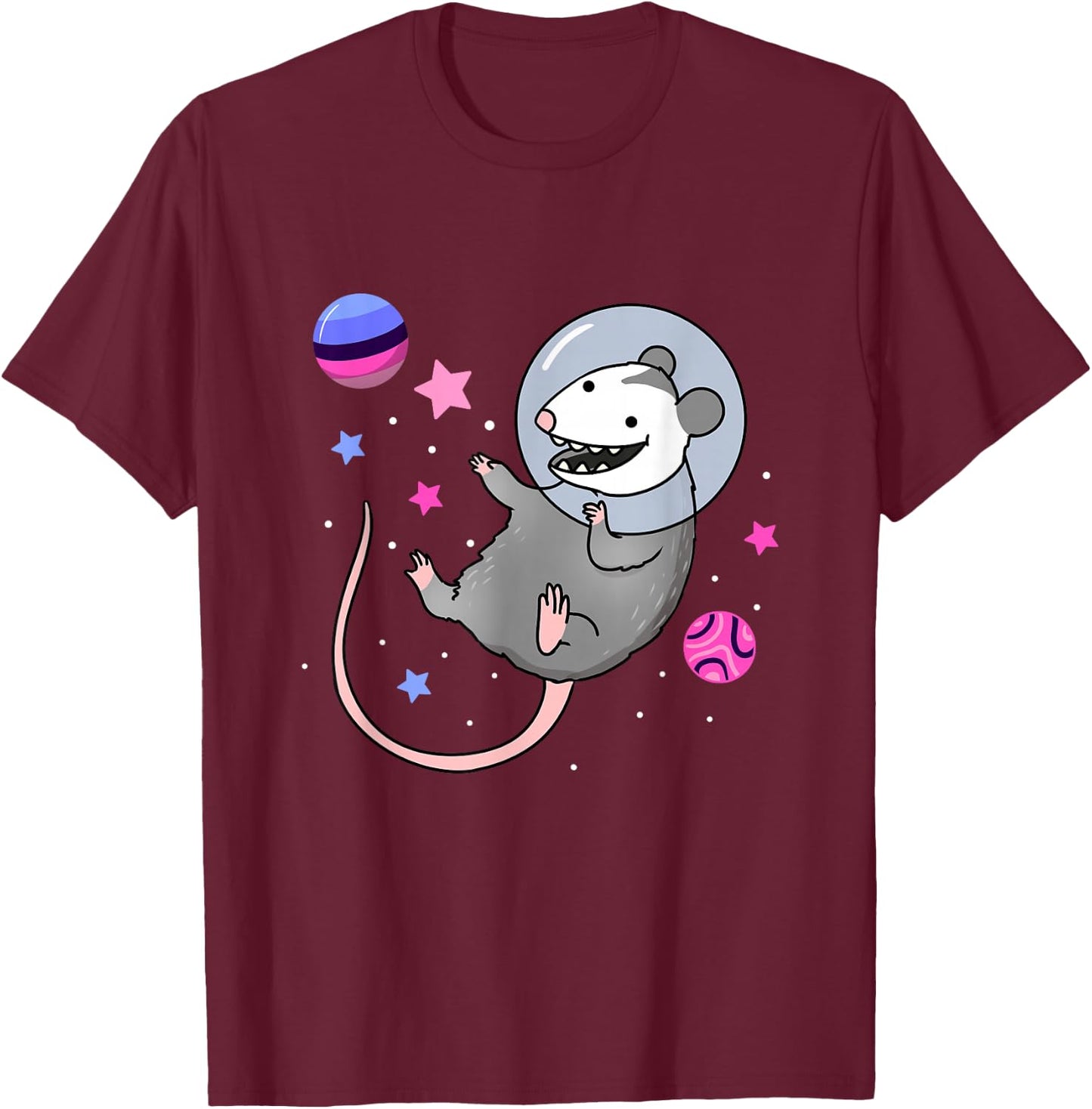 Omnisexual Opossum in Space Omnisexual Pride T-Shirt - T-Shirt | Maroon