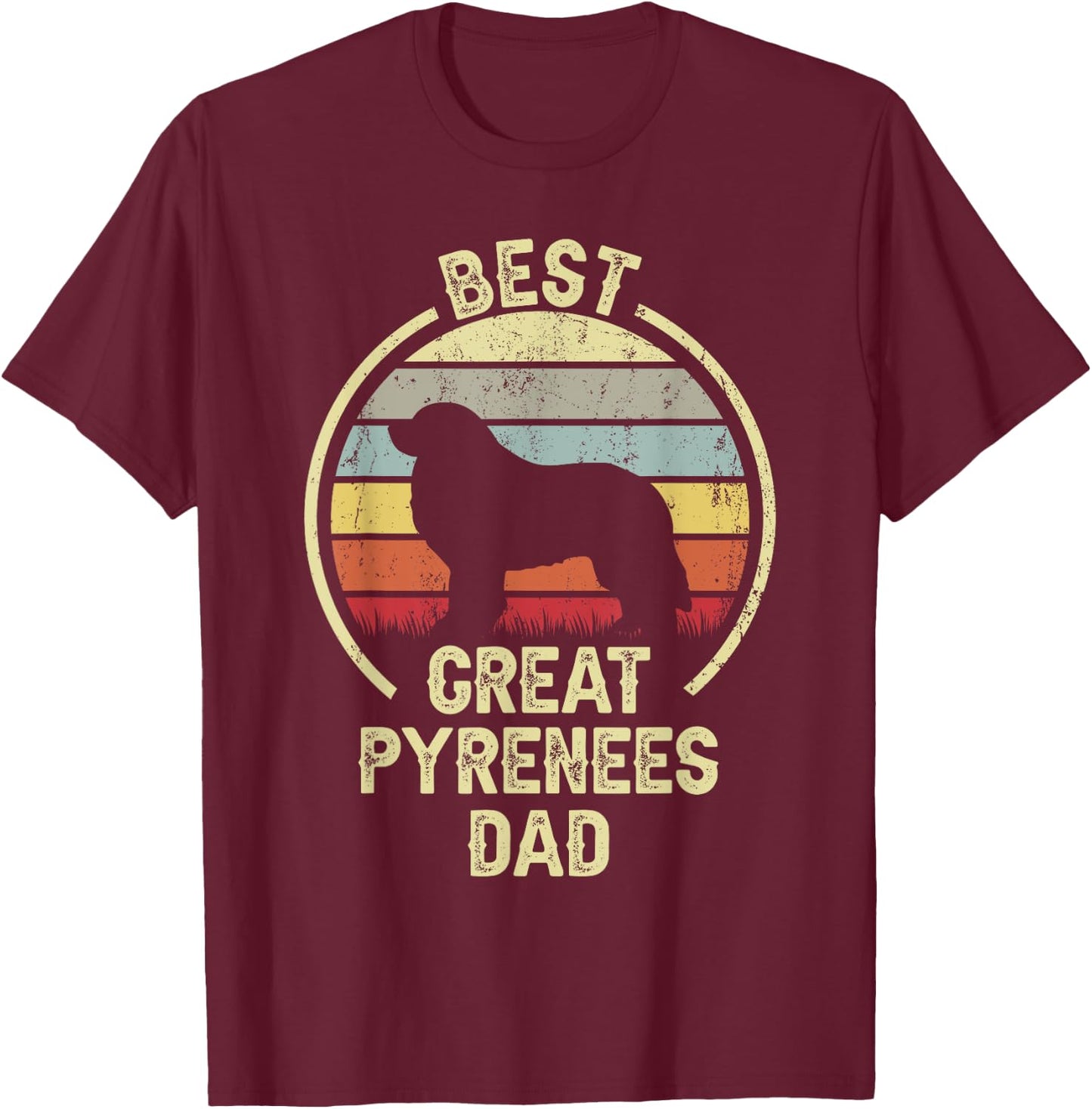 Best Dog Father Dad - Vintage Great Pyrenees T-Shirt - T-Shirt | Maroon