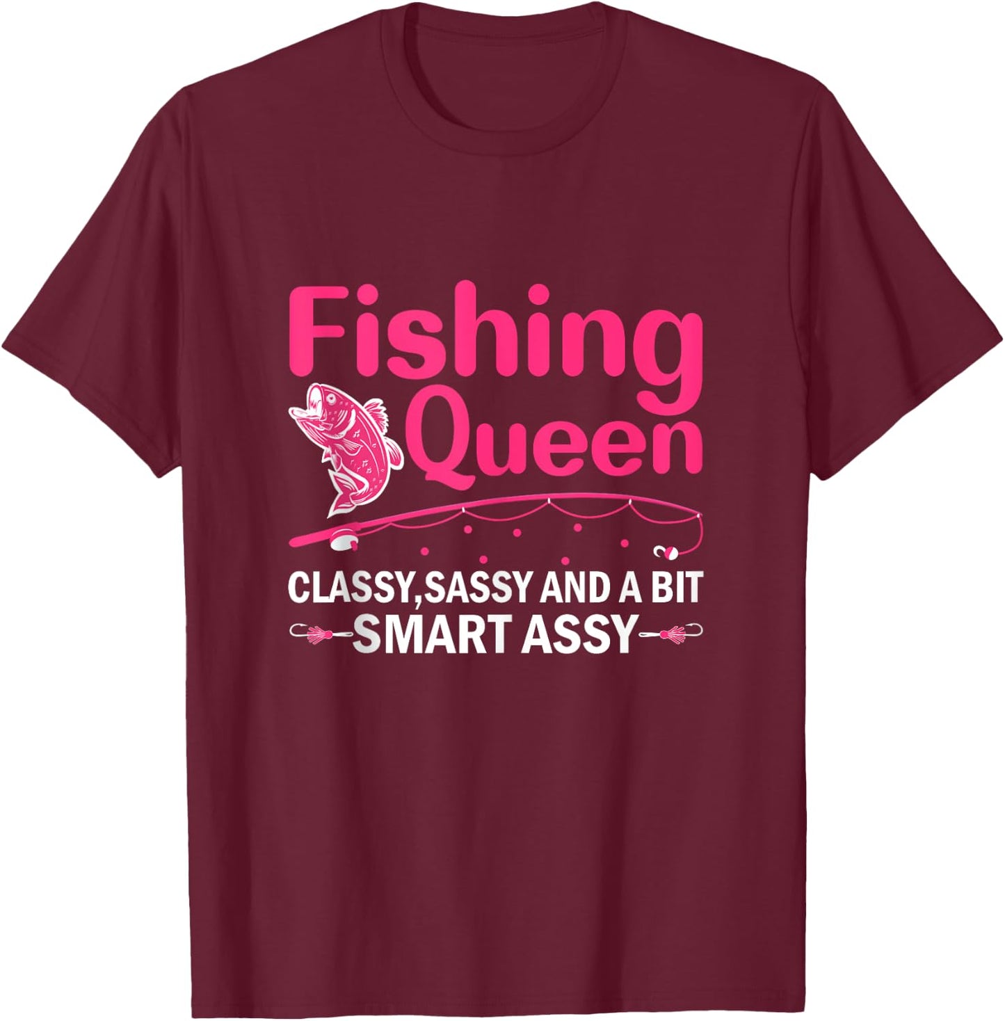 Funny Fishing Design For Woman Fishing T-Shirt - T-Shirt | Maroon