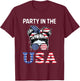 Party in the USA Messy Bun 4th of July Patriotic Women Girl T-Shirt - T-Shirt | Maroon
