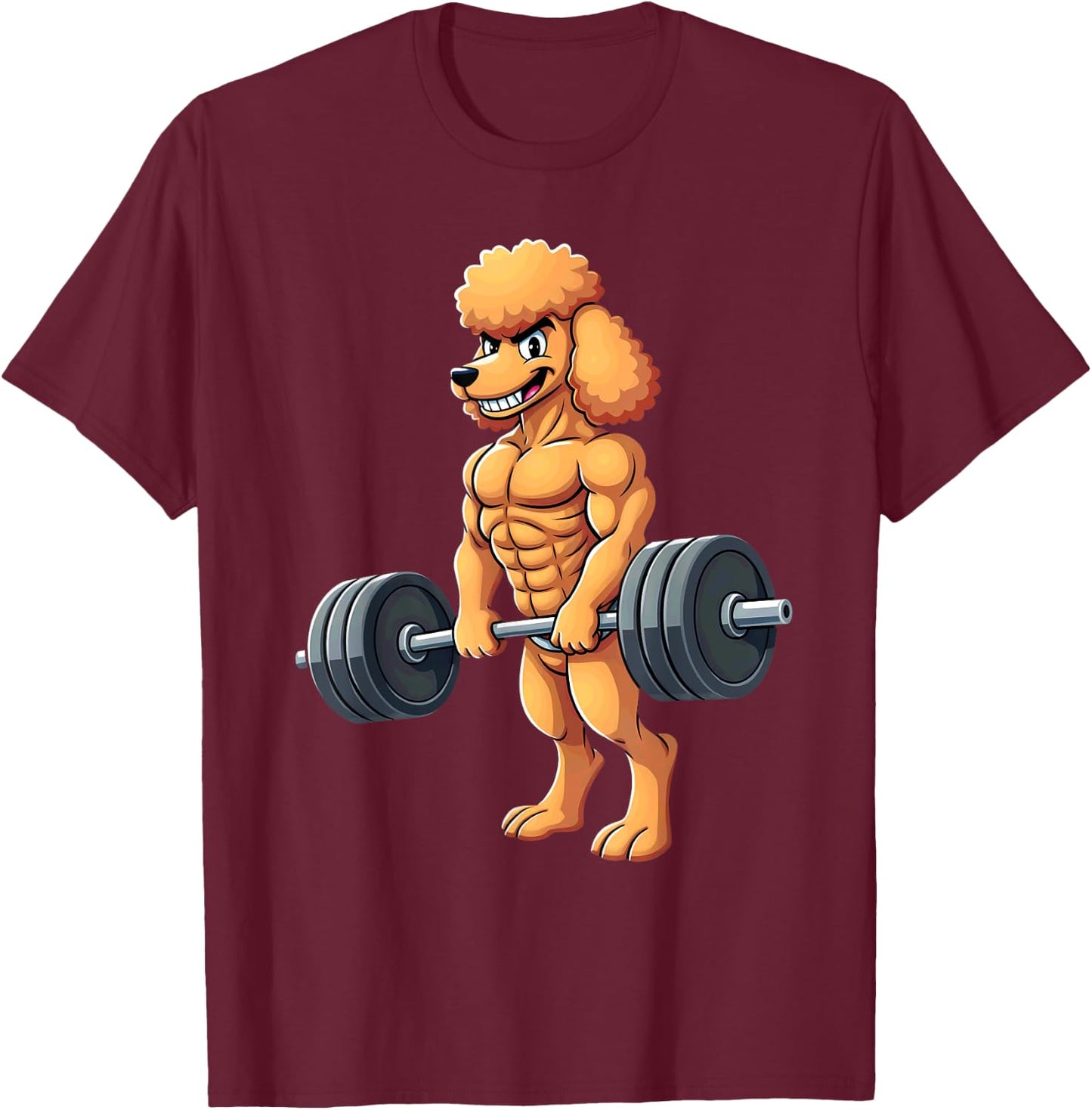 Workout Gym Poodle Dog Deadlift Weightlifting T-Shirt - T-Shirt | Maroon