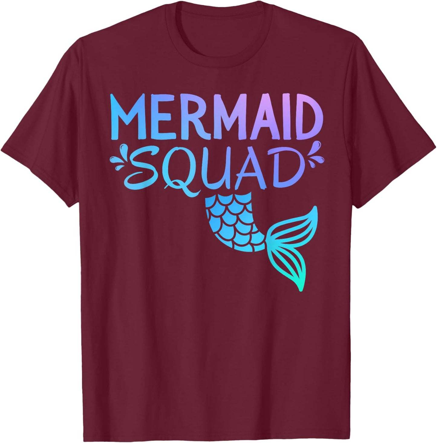 Mermaid Squad Birthday Kids Girl Women Matching Family Party T-Shirt - T-Shirt | Maroon