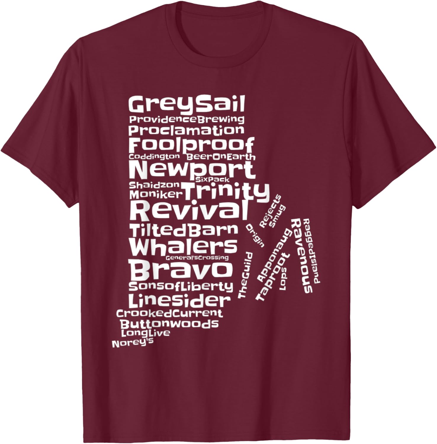 Drink Local Rhode Island Breweries T-Shirt - T-Shirt | Maroon