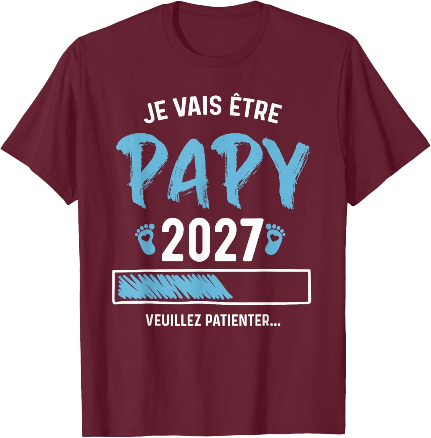 Homme Futur Papy 2027 Annonce Grossesse Paypy 2027 T-Shirt - T-Shirt | Maroon