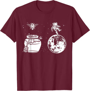 Honey Astronaut Moon Funny Honeymoon Bee Astronaut Couple T-Shirt - T-Shirt | Maroon