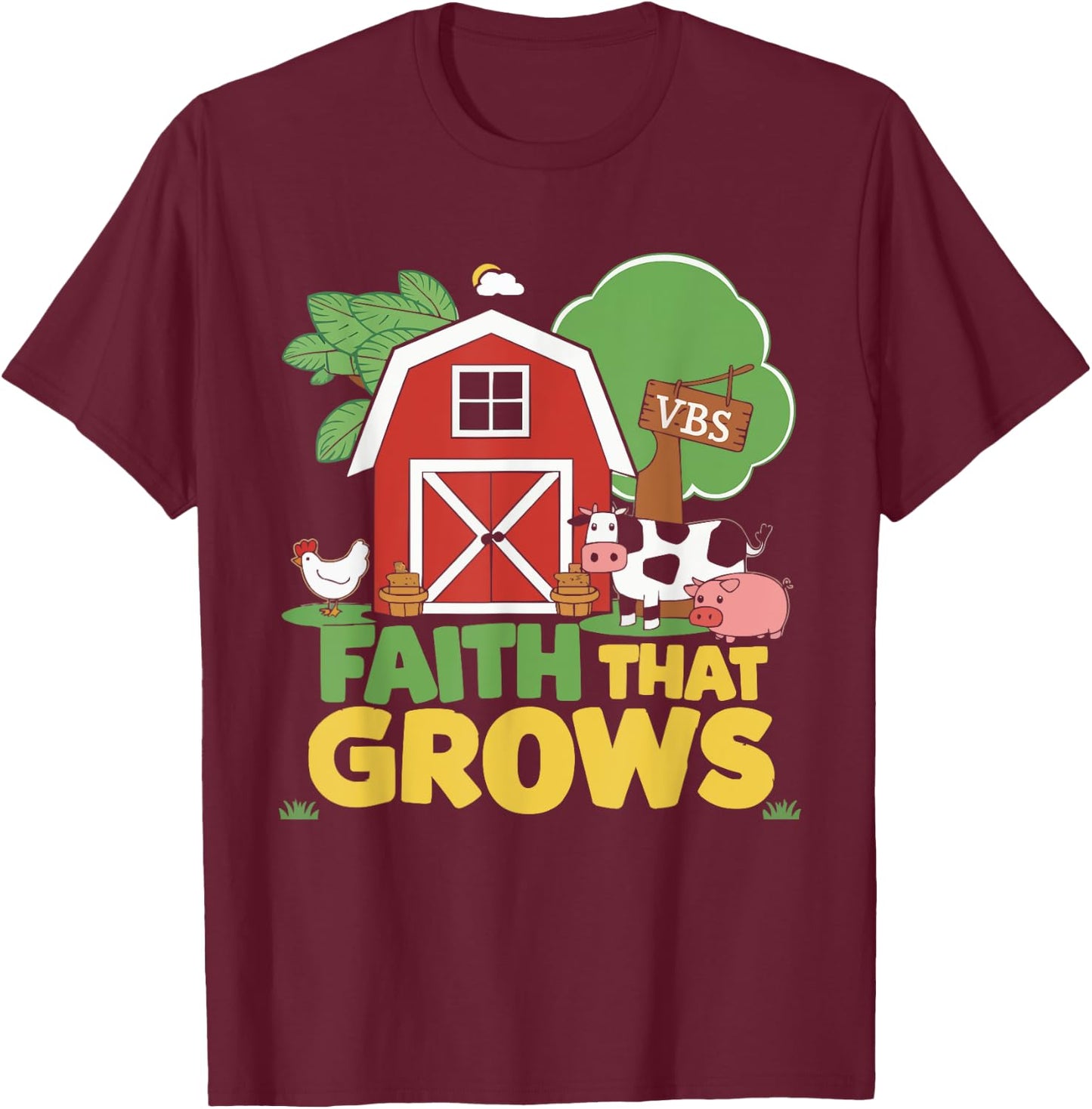VBS Farm VBS Squad Vacation Bible School Christian Teacher T-Shirt - T-Shirt | Maroon