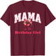 Mama of the Birthday Girl Cherry Theme Party Coquette Bow T-Shirt - T-Shirt | Maroon