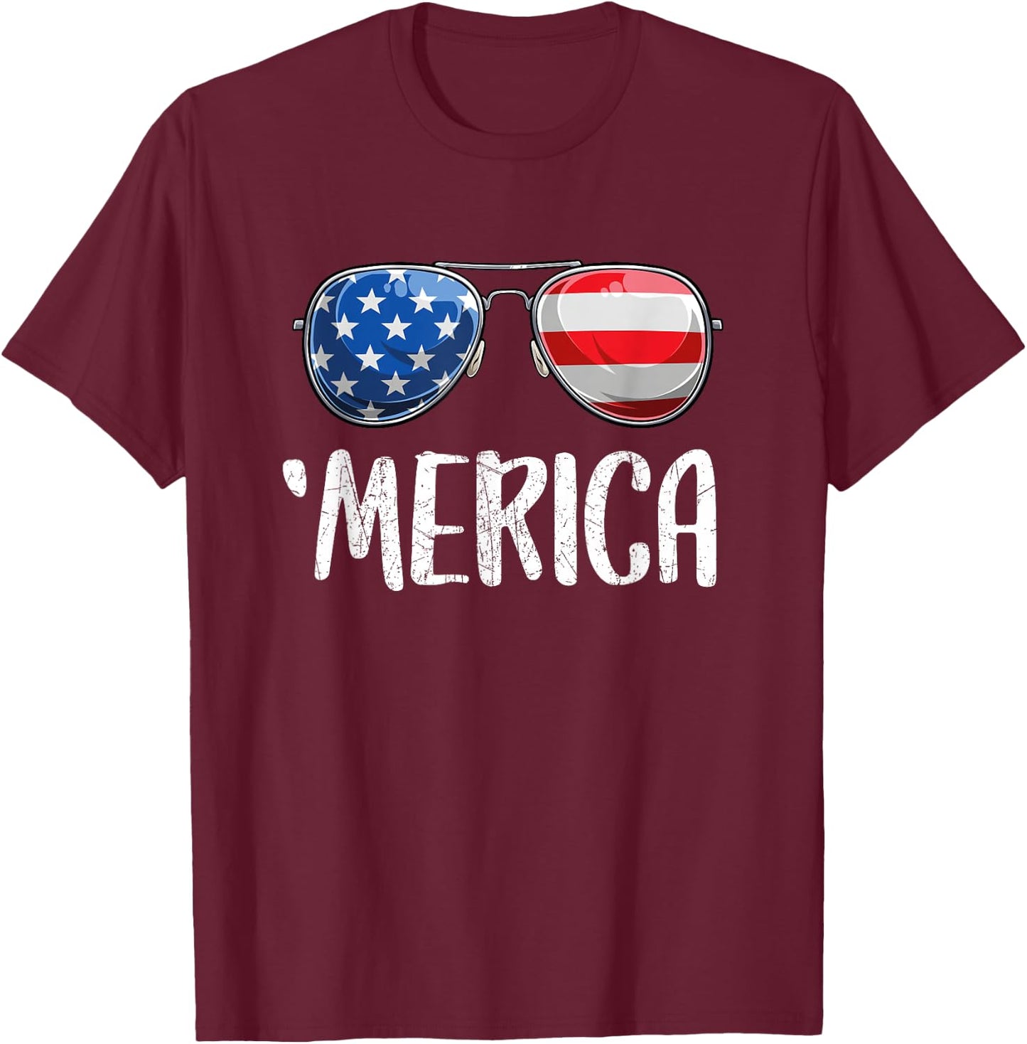Merica Sunglasses 4th of July Women kids US T-Shirt - T-Shirt | Maroon