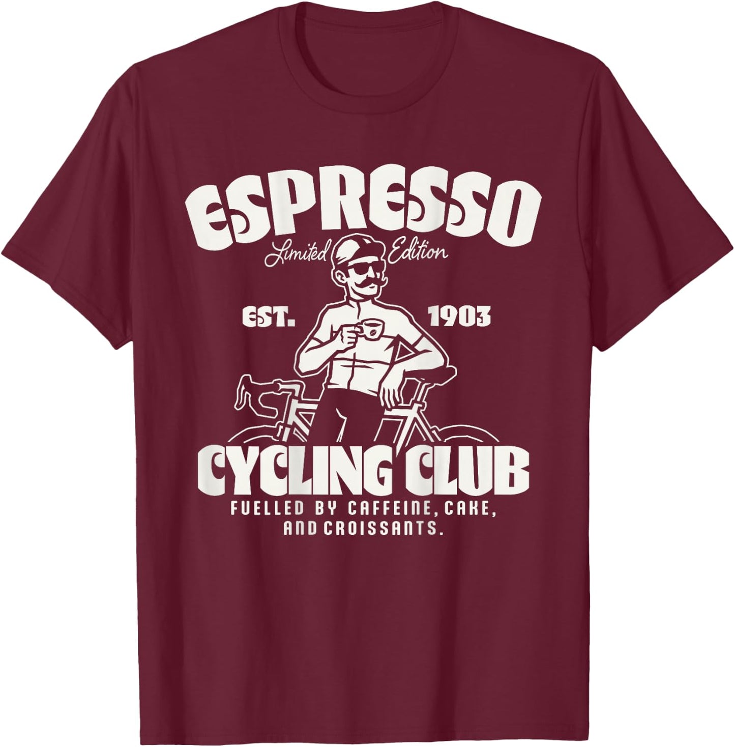 Espresso Rennrad Club Fahrrad Radsport Kaffee T-Shirt - T-Shirt | Maroon