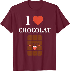 Humor Chocolate Bar Cute Cake I Love Chocolate , Black, S T-Shirt - T-Shirt | Maroon
