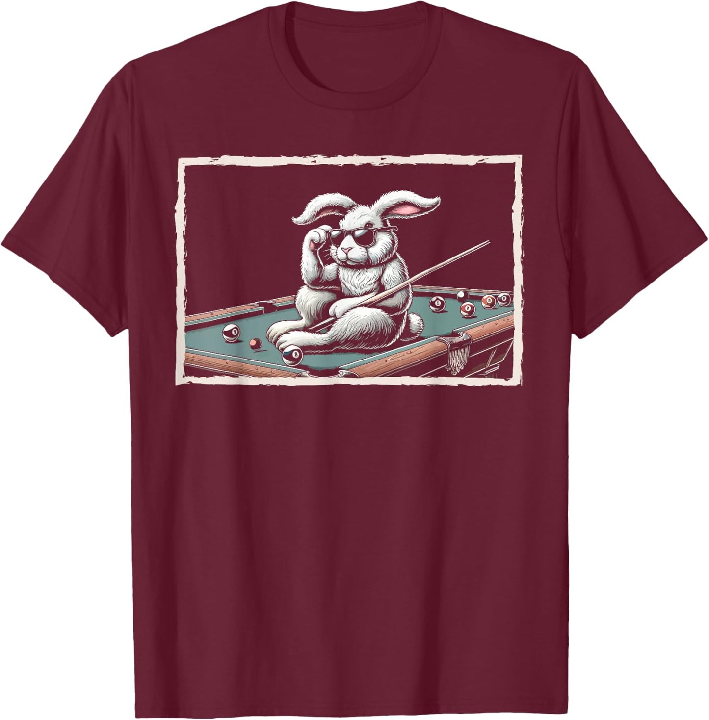 Bunny Billiard Cue Pool Snooker T-Shirt - T-Shirt | Maroon