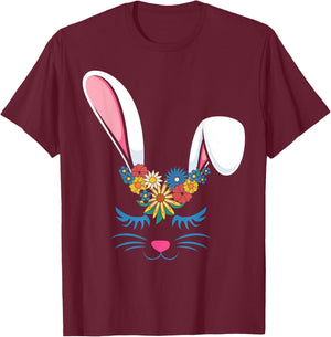 Frohe Ostern, niedliches Häschen, Mädchen, Damen, Erwachsene, Kinder, Kleinkinder T-Shirt - T-Shirt | Maroon