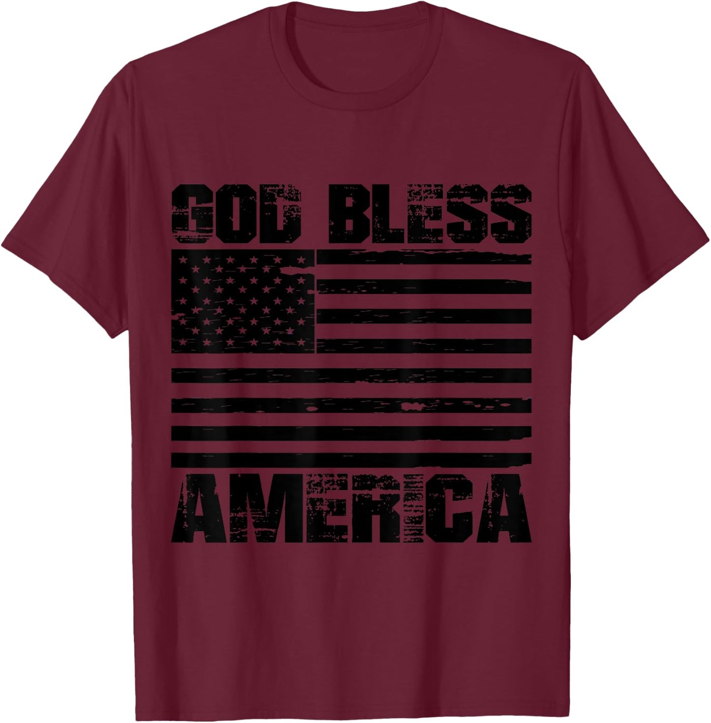 God Bless America Distressed USA flag T-Shirt - T-Shirt | Maroon