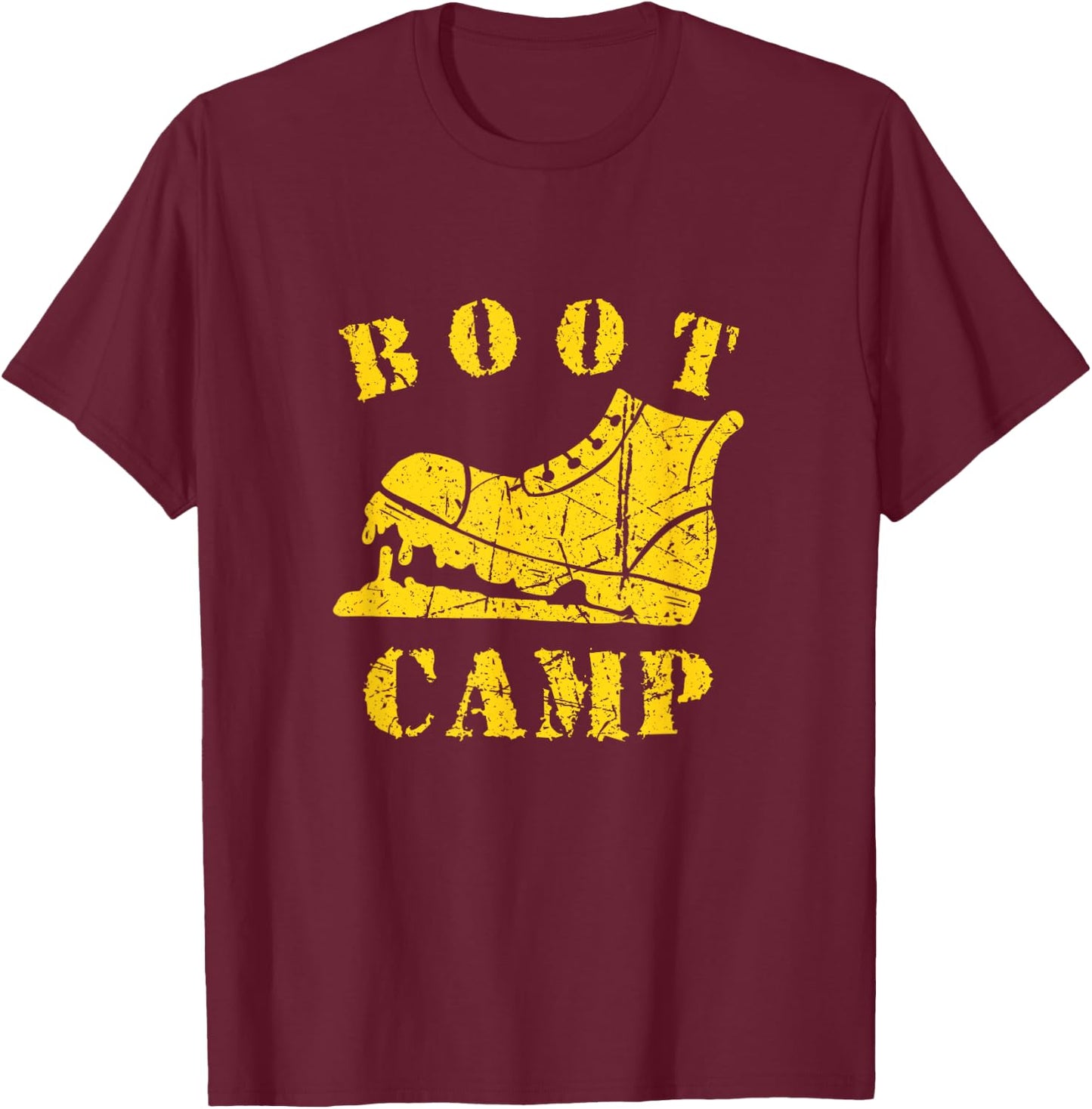 Boot Camp Military Bootcamp Fitness Workout Distressed T-Shirt - T-Shirt | Maroon