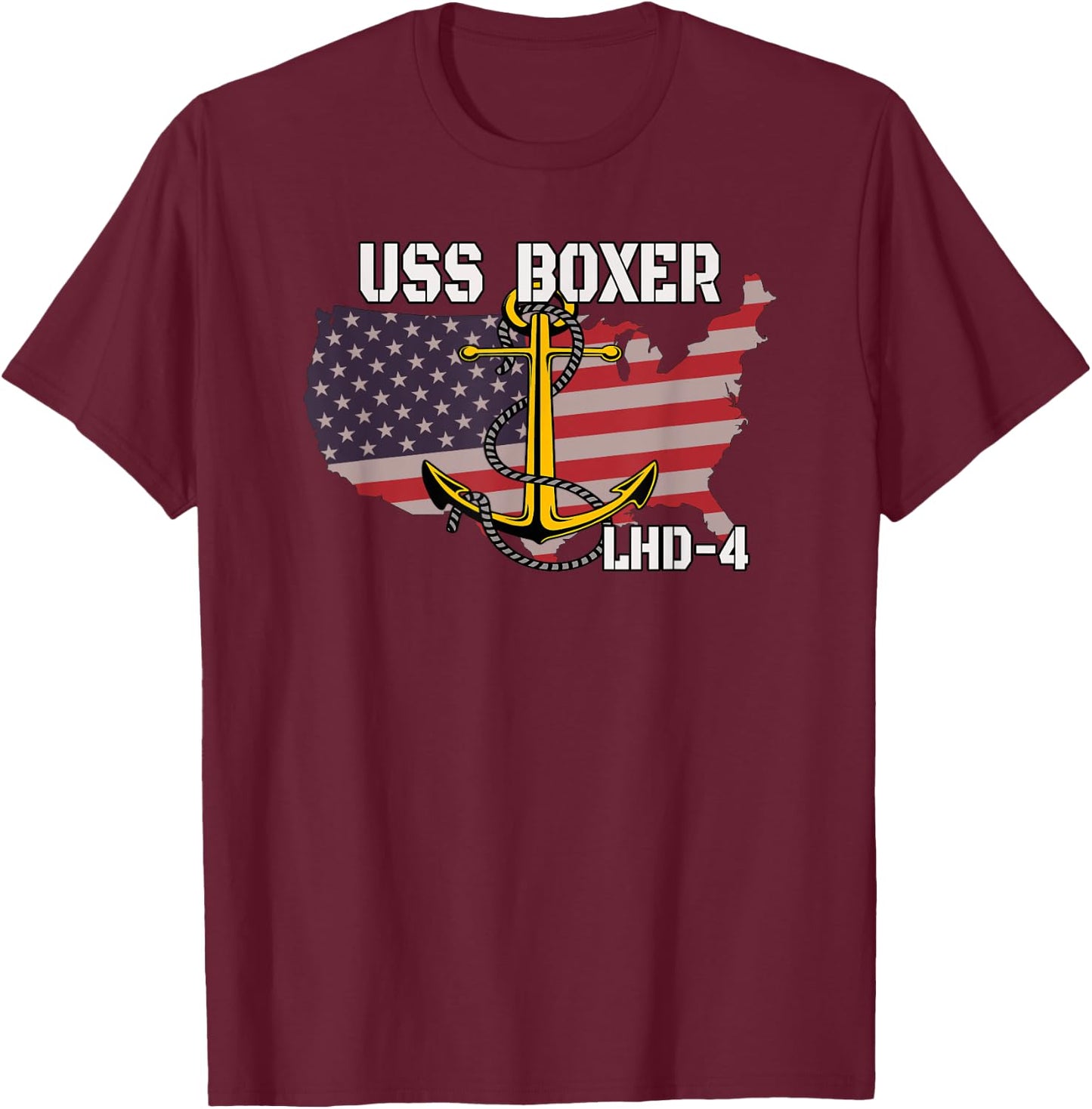 USS Boxer LHD-4 Landing Helicopter Dock Veterans Day Father T-Shirt - T-Shirt | Maroon