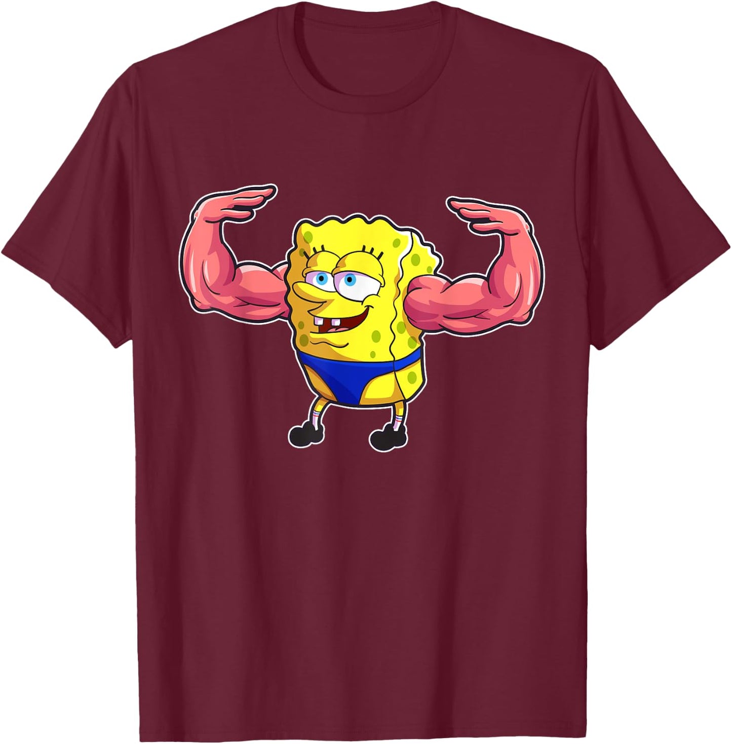 Mademark x SpongeBob SquarePants - SpongeBob MuscleBob SquarePants T-Shirt - T-Shirt | Maroon