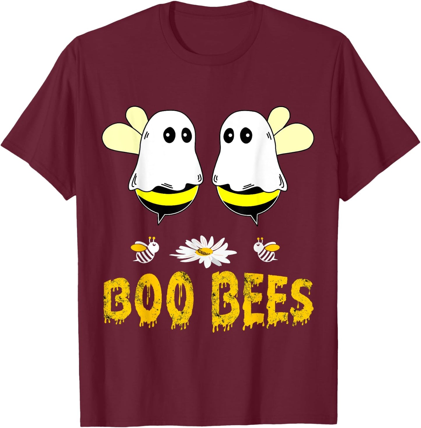 Boo Bees Couples Halloween Costume Funny Boobee Design T-Shirt - T-Shirt | Maroon