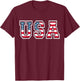 Patriotic USA Flag 4th of July Women Kids Boys Girls T-Shirt - T-Shirt | Maroon