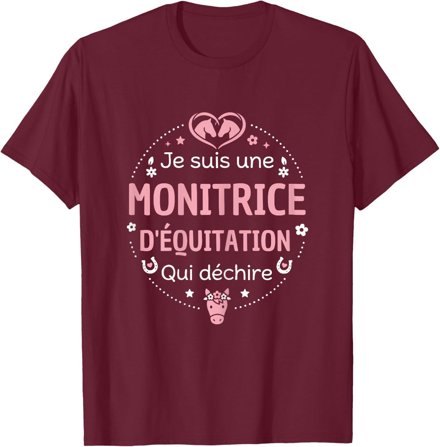 Club équestre Cheval Humour Super monitrice d'Équitation T-Shirt - T-Shirt | Maroon